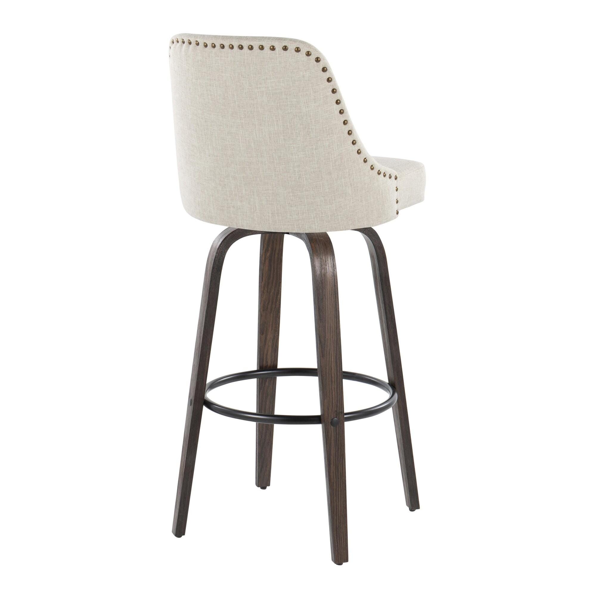 LumiSource Marcel Bar Height Bar Stool (Set of 2), Black/Cream, large