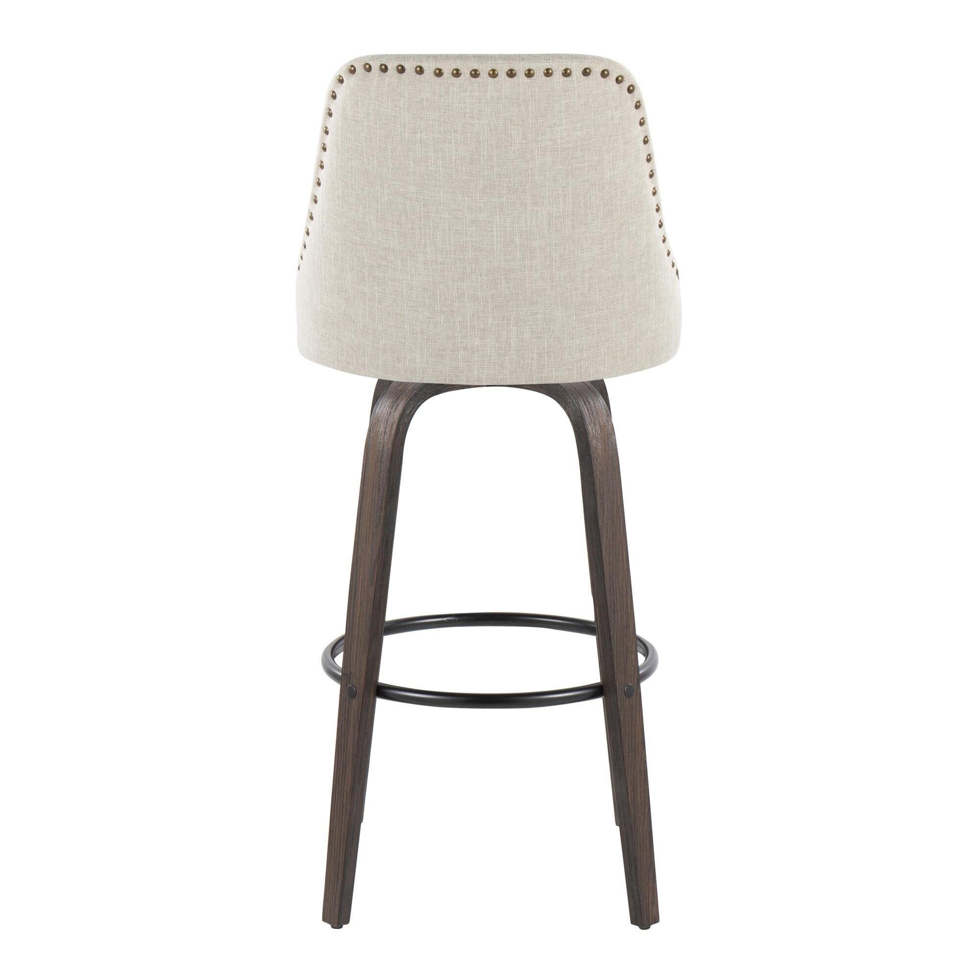 LumiSource Marcel Bar Height Bar Stool (Set of 2), Black/Cream, large