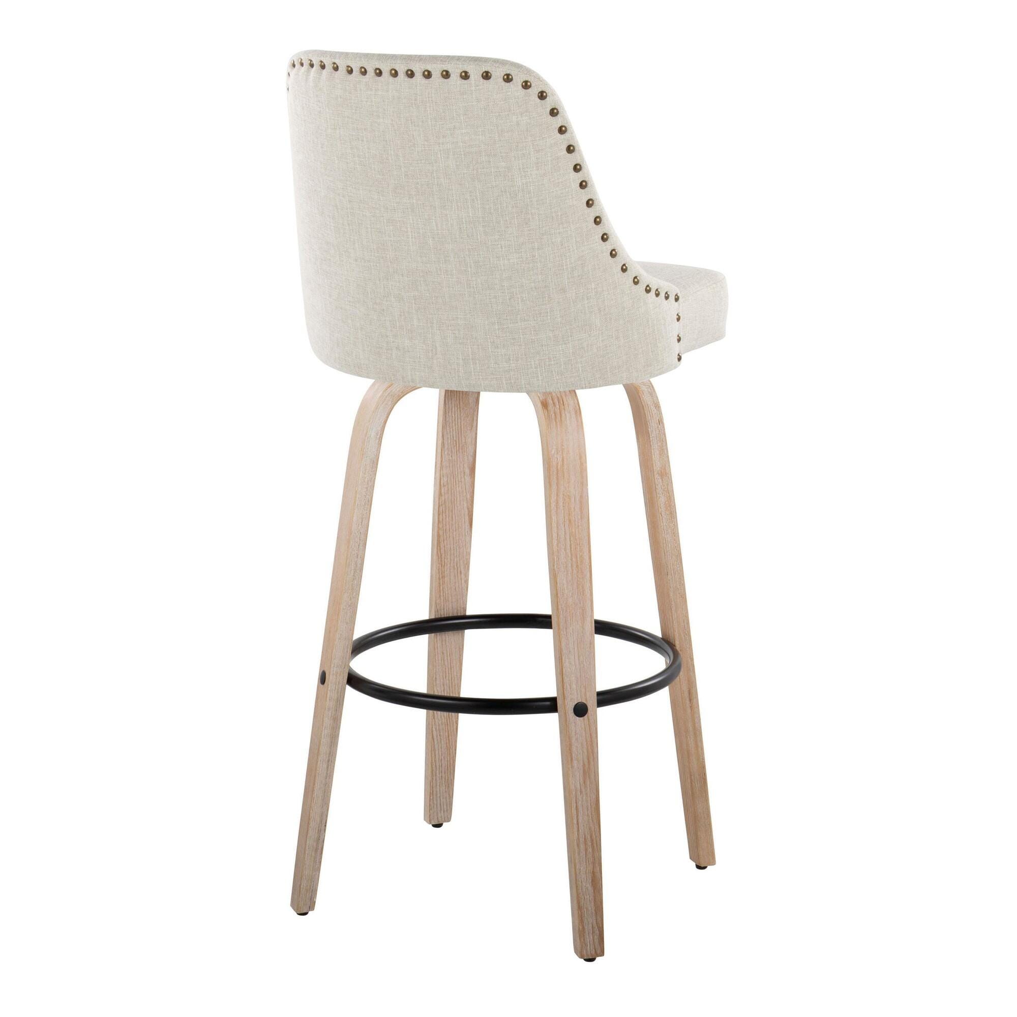 LumiSource Marcel Bar Height Bar Stool (Set of 2), White/Black/Cream, large