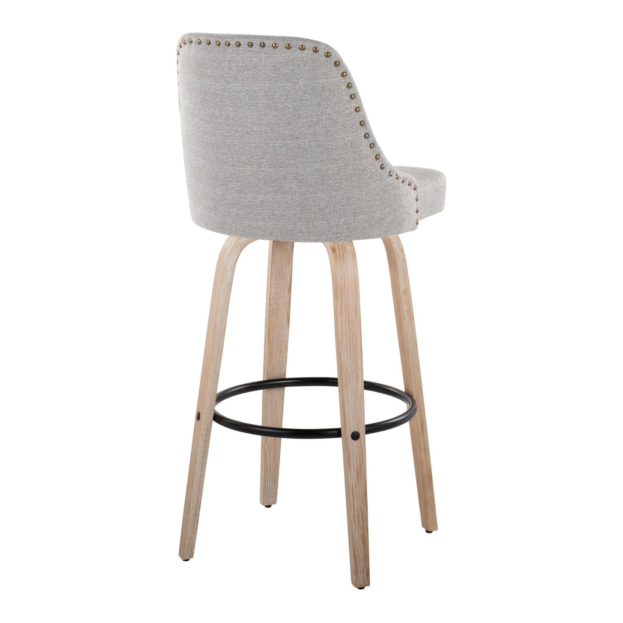 LumiSource Marcel Bar Height Bar Stool (Set of 2), White/Light Gray/Black, large
