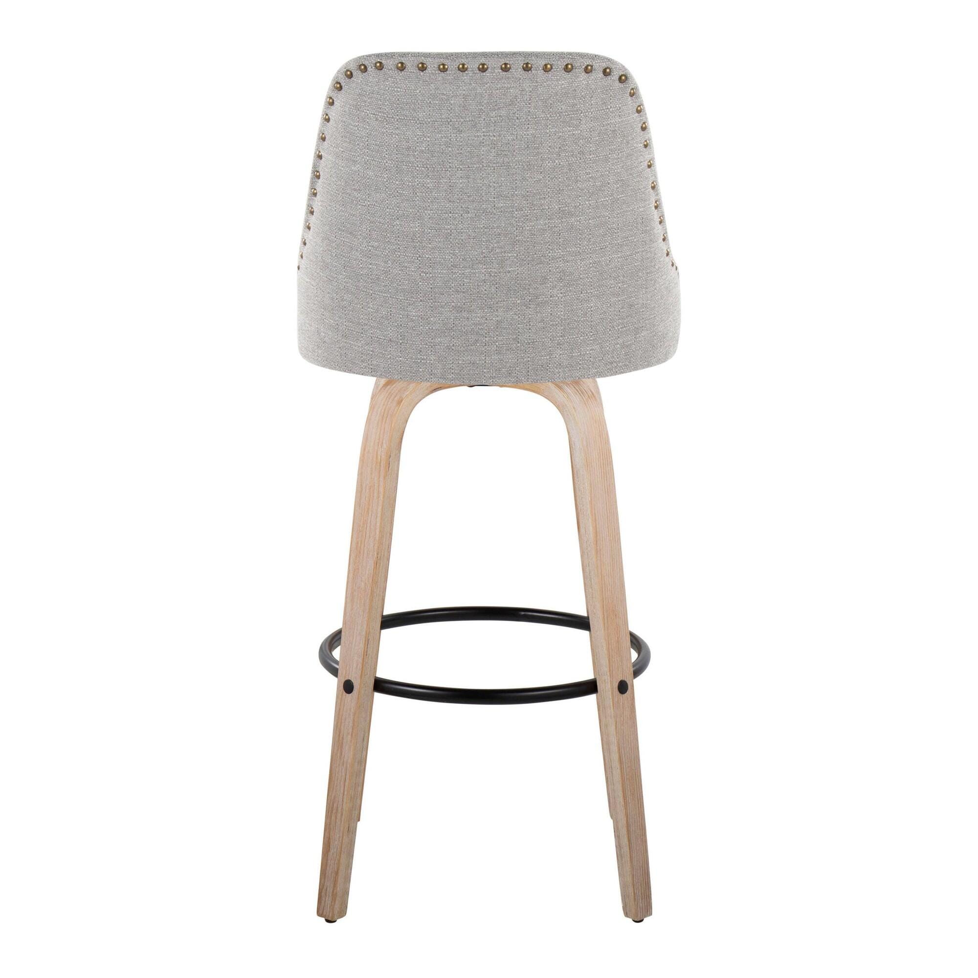 LumiSource Marcel Bar Height Bar Stool (Set of 2), White/Light Gray/Black, large