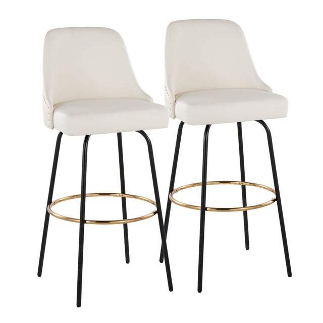 LumiSource Marcel Studded Back Bar Height Bar Stool (Set of 2)