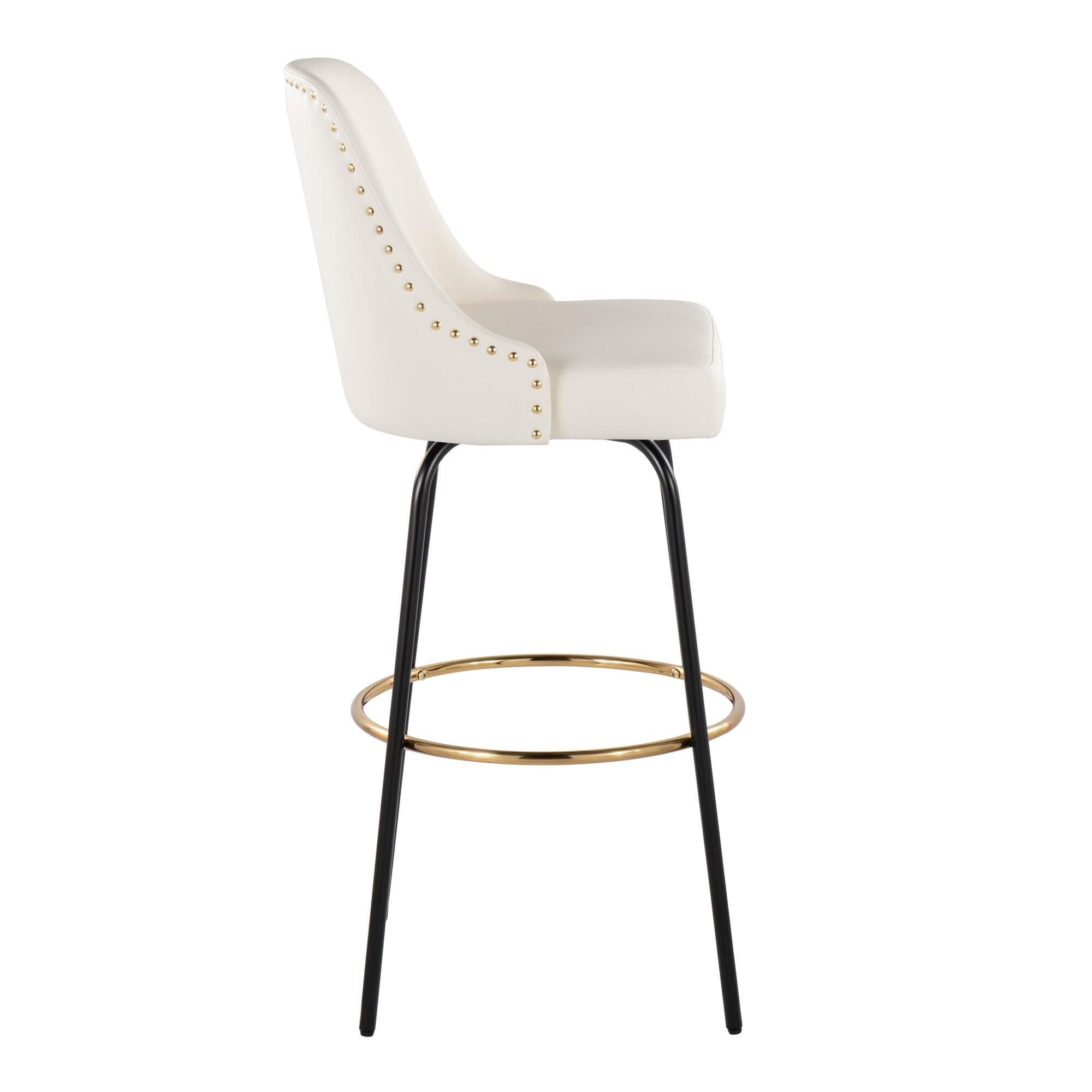 LumiSource Marcel Studded Back Bar Height Bar Stool (Set of 2), , large
