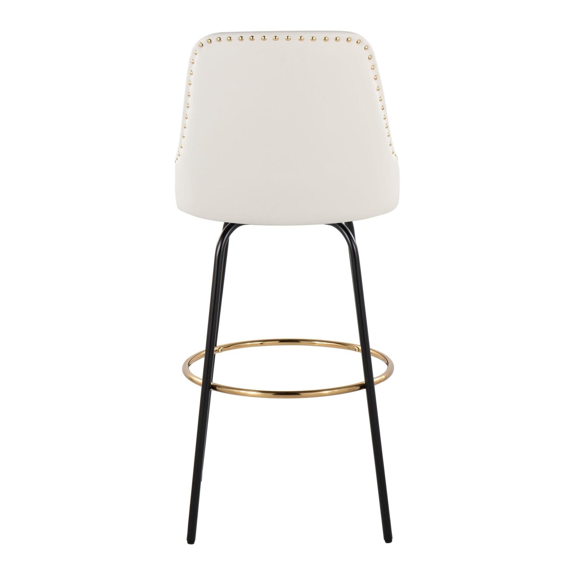 LumiSource Marcel Studded Back Bar Height Bar Stool (Set of 2), , large