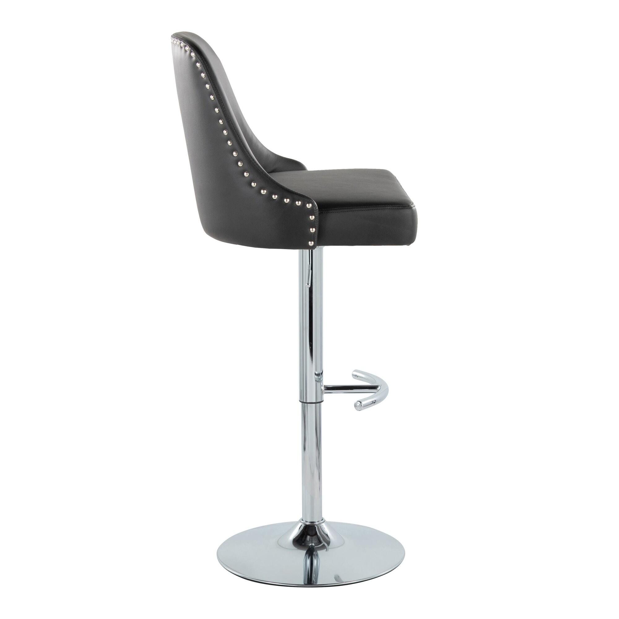 LumiSource Marcel Adjustable Bar Stool (Set of 2), Chrome/Black, large