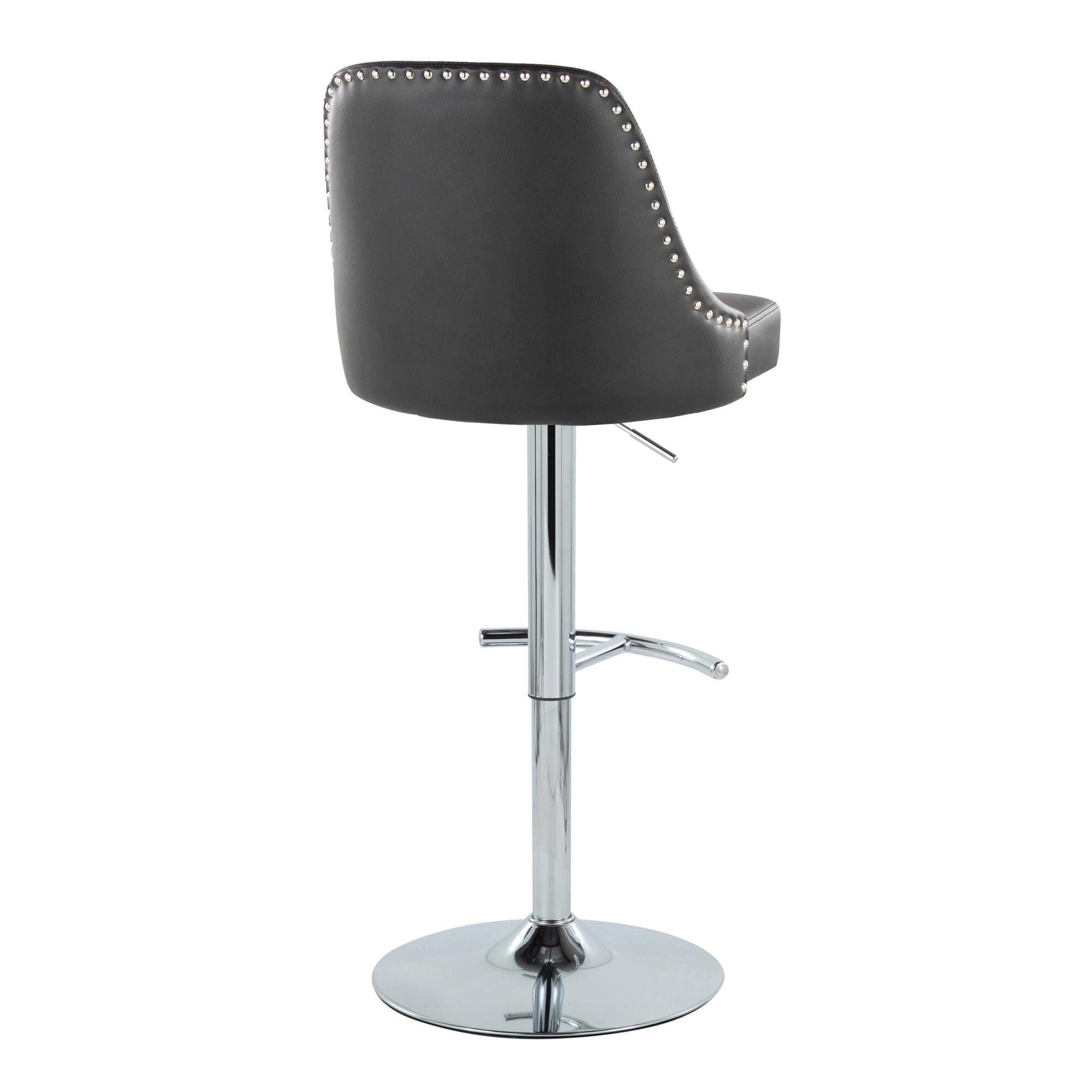 LumiSource Marcel Adjustable Bar Stool (Set of 2), Chrome/Black, large