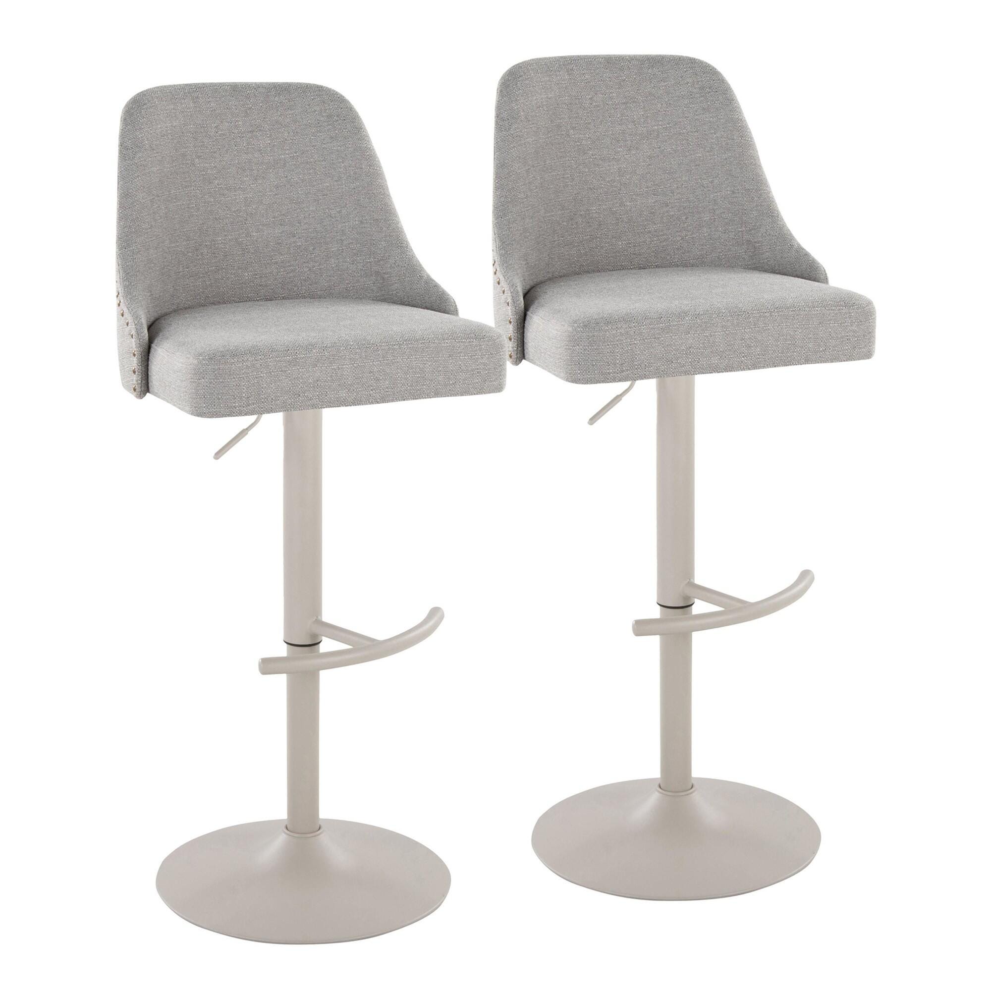 LumiSource Marcel Adjustable Bar Stool (Set of 2), Gray/Light Gray, large