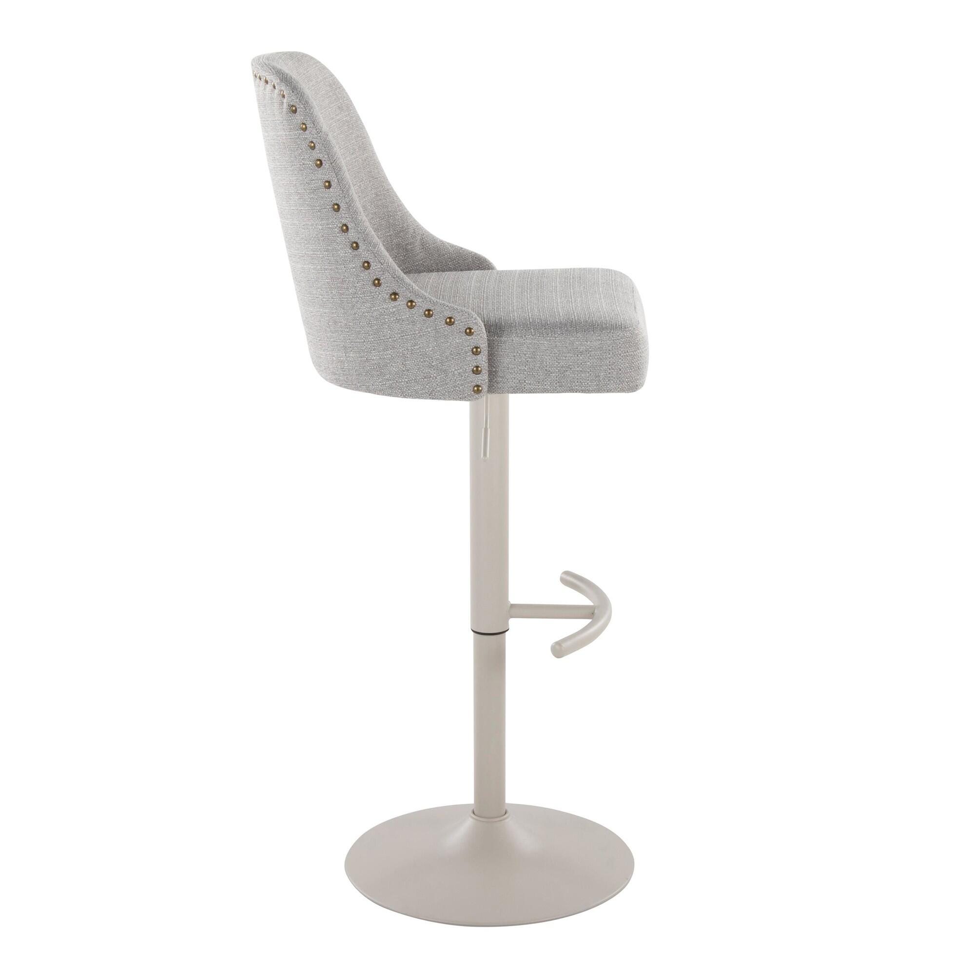 LumiSource Marcel Adjustable Bar Stool (Set of 2), Gray/Light Gray, large