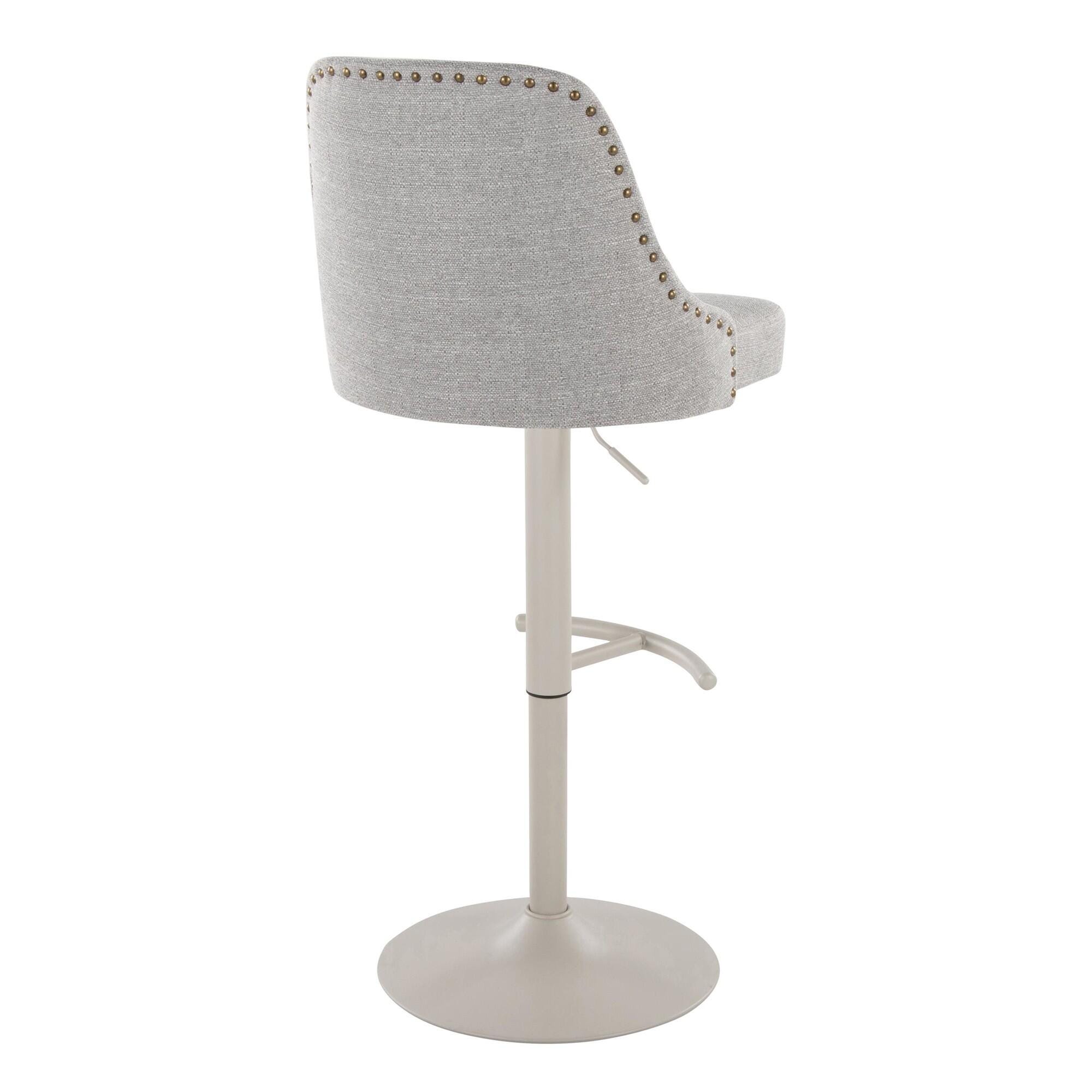 LumiSource Marcel Adjustable Bar Stool (Set of 2), Gray/Light Gray, large