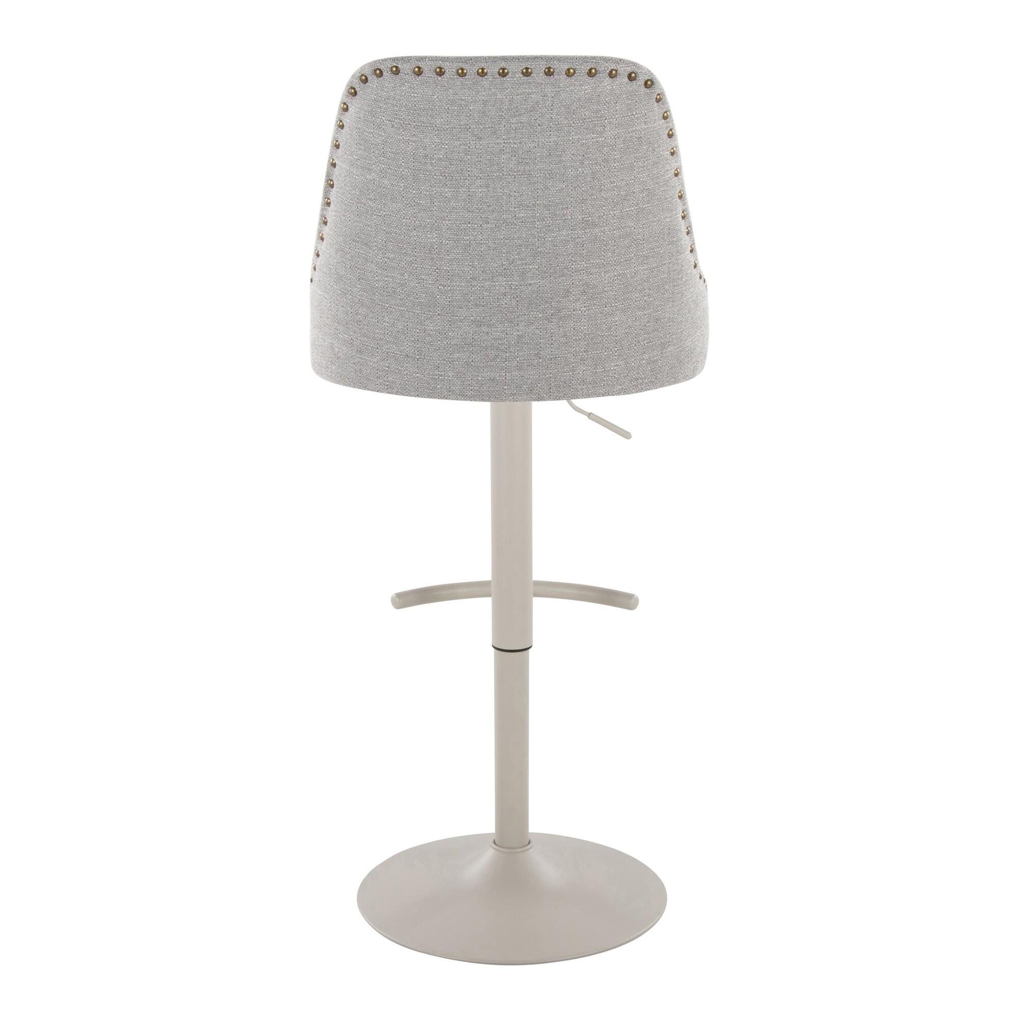 LumiSource Marcel Adjustable Bar Stool (Set of 2), Gray/Light Gray, large