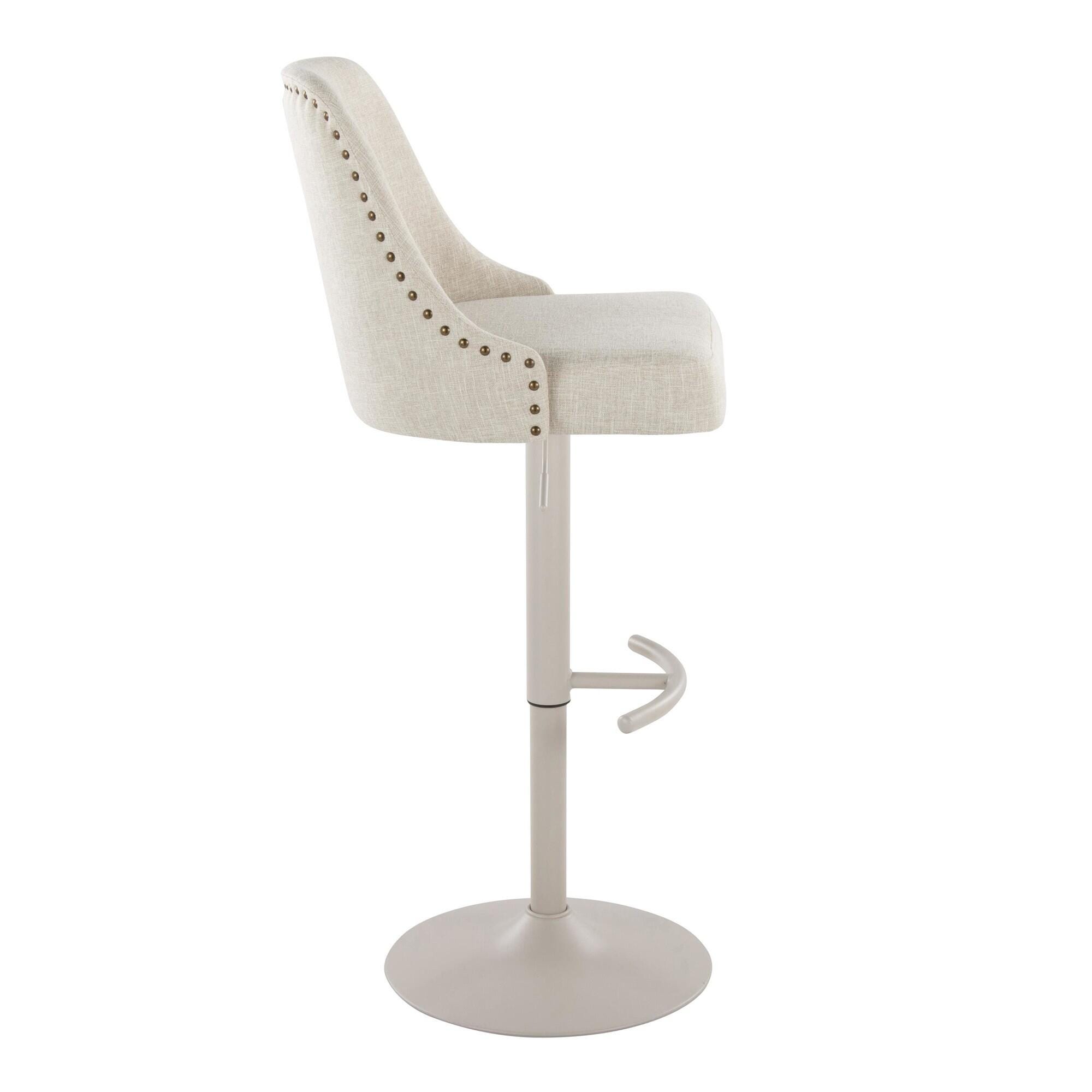 LumiSource Marcel Adjustable Bar Stool (Set of 2), Gray/Cream, large
