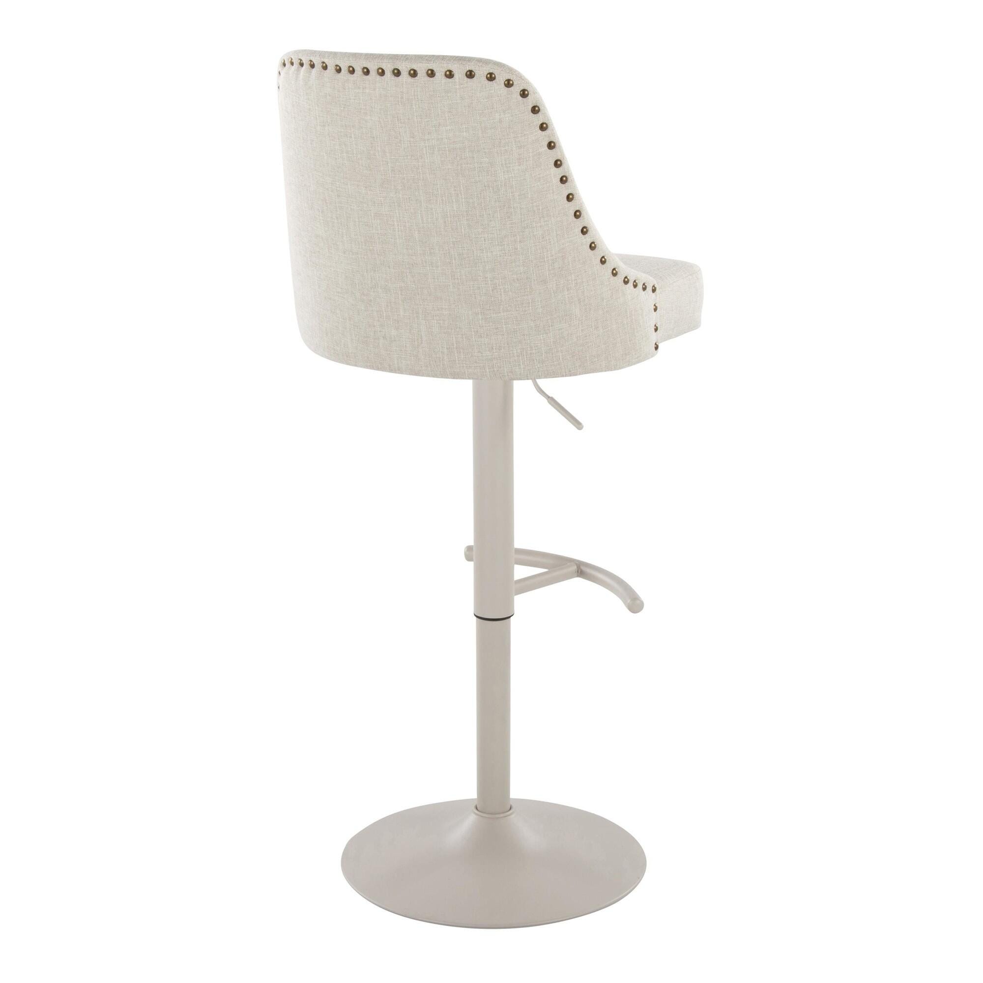LumiSource Marcel Adjustable Bar Stool (Set of 2), Gray/Cream, large