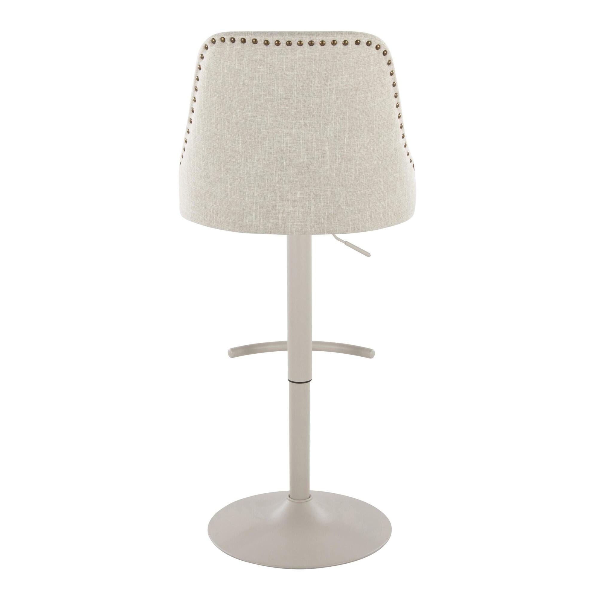 LumiSource Marcel Adjustable Bar Stool (Set of 2), Gray/Cream, large