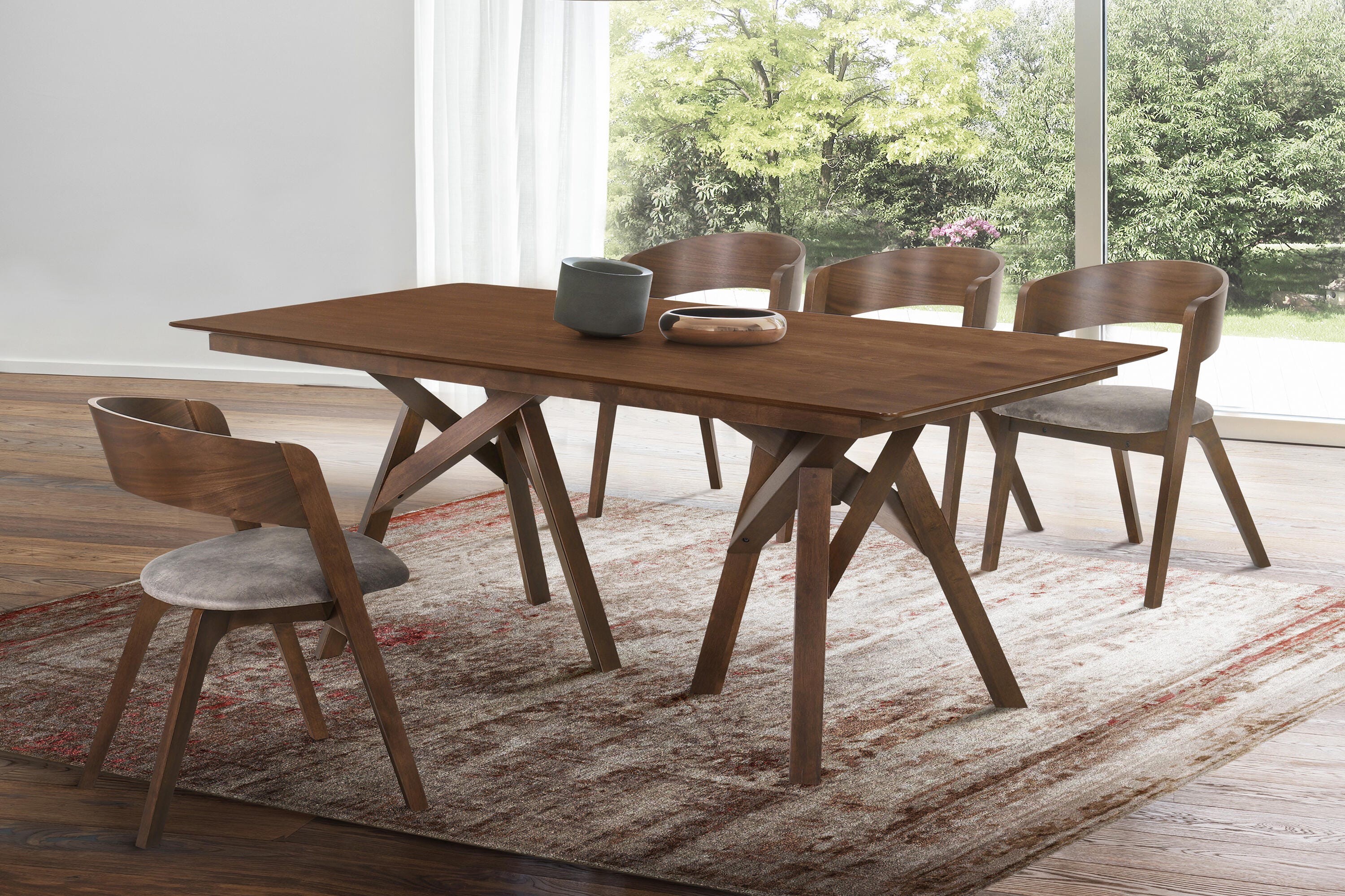 Armen Living Cortina Dining Table, Walnut, large