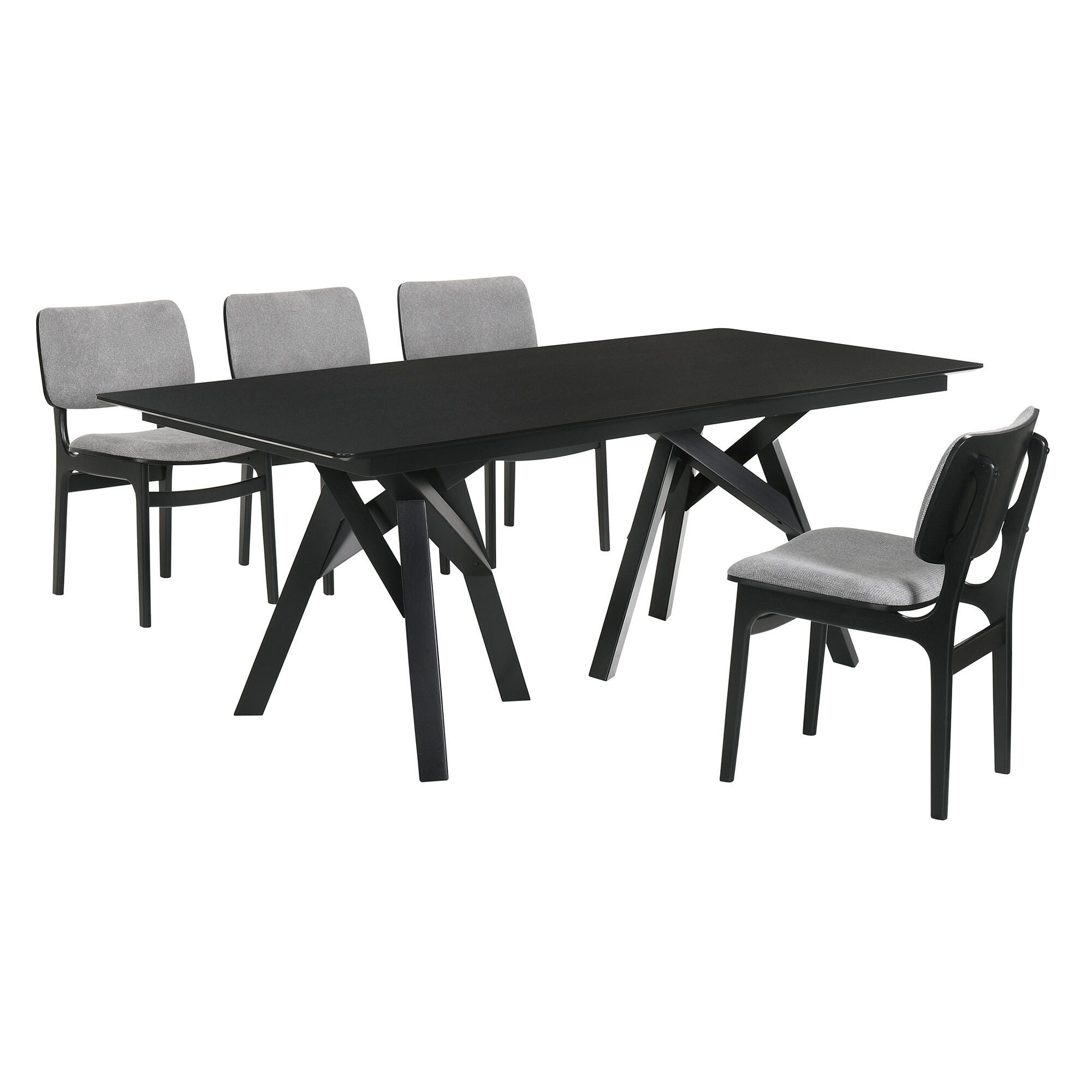 Armen Living Cortina and Lima Dining Table and 4 Chairs, Gray, large
