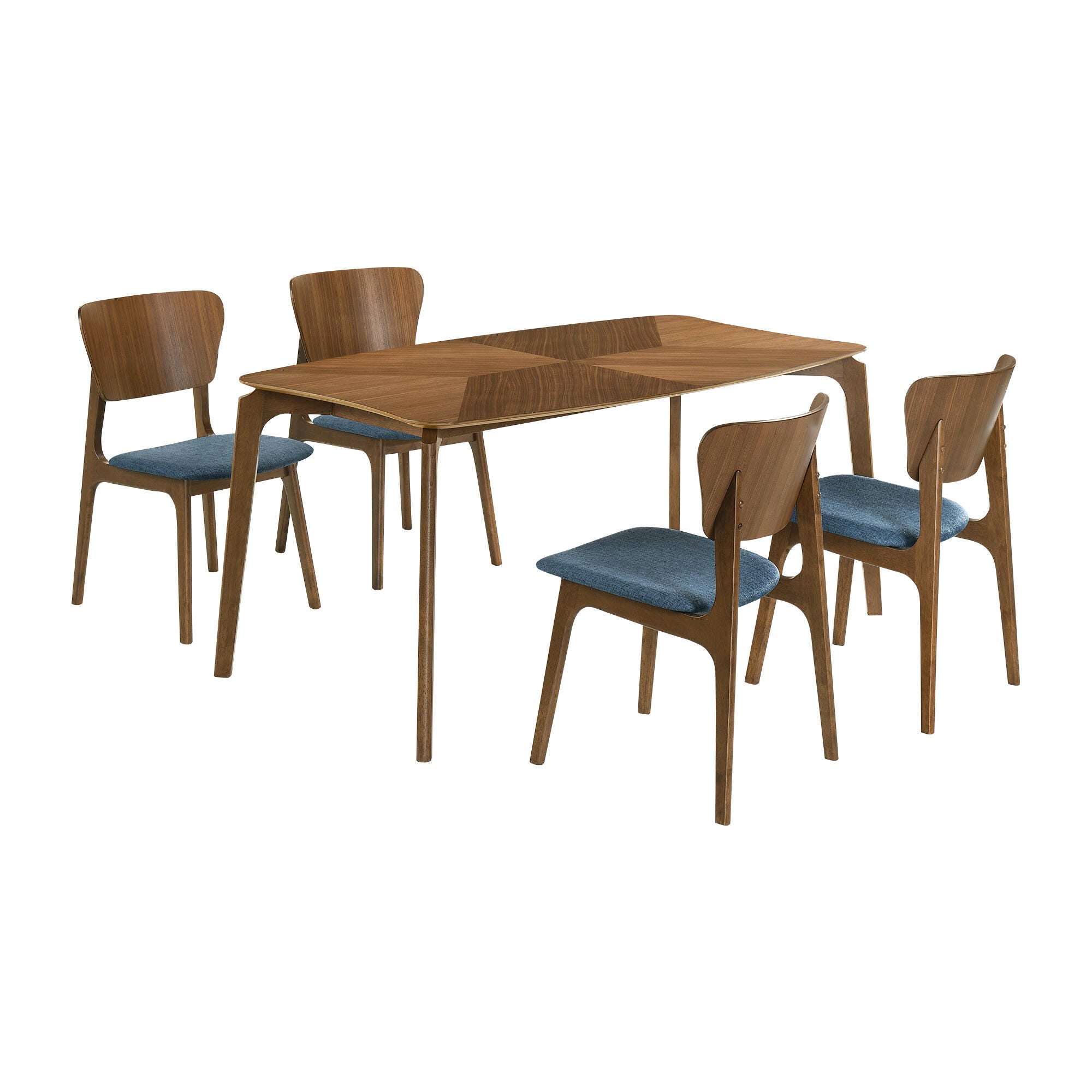 Armen Living Kalia Dining Table and 4 Chairs, Teal/Brown, large