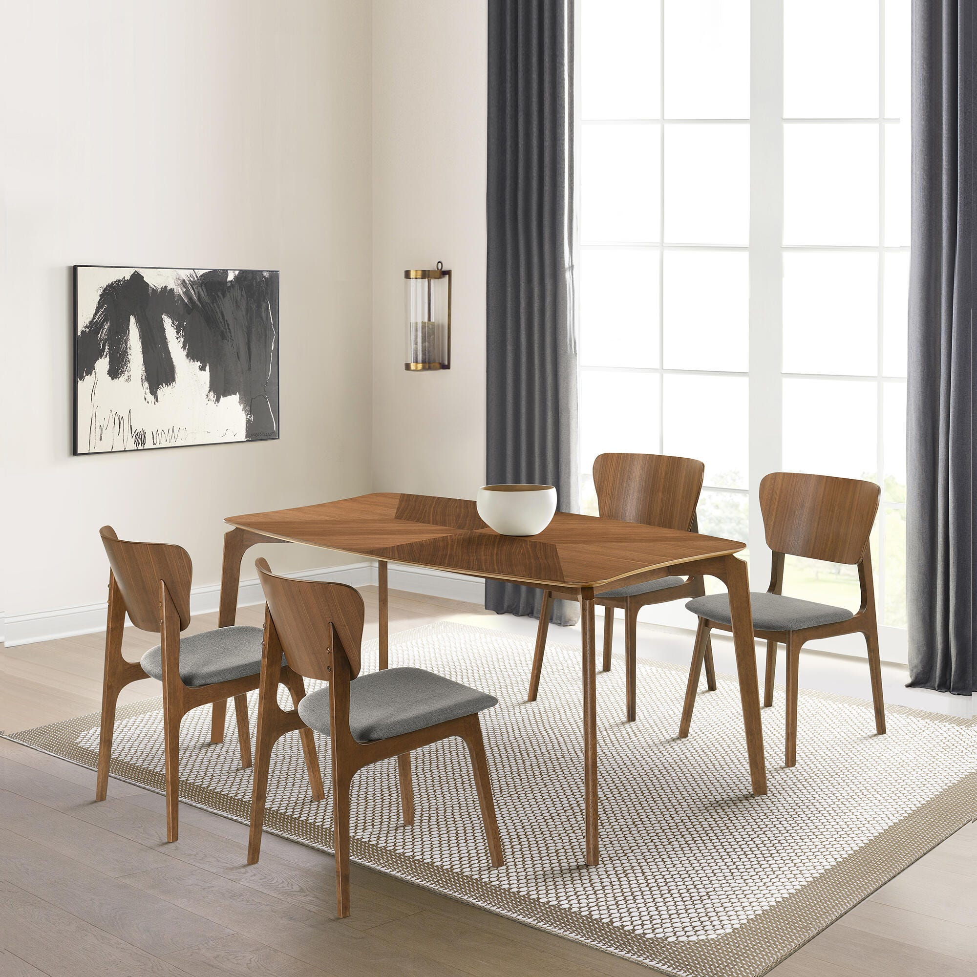 Armen Living Kalia Dining Table and 4 Chairs, Gray/Brown, rollover