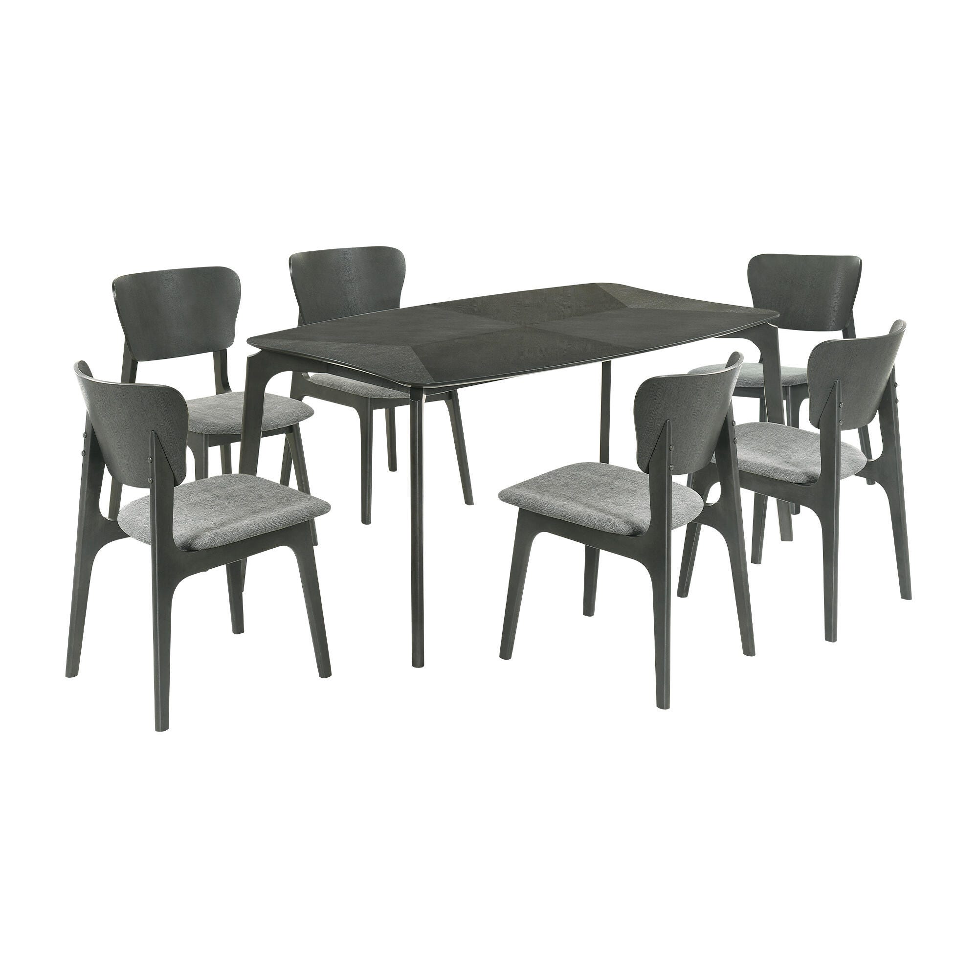 Armen Living Kalia Dining Table and 6 Chairs, Gray, large