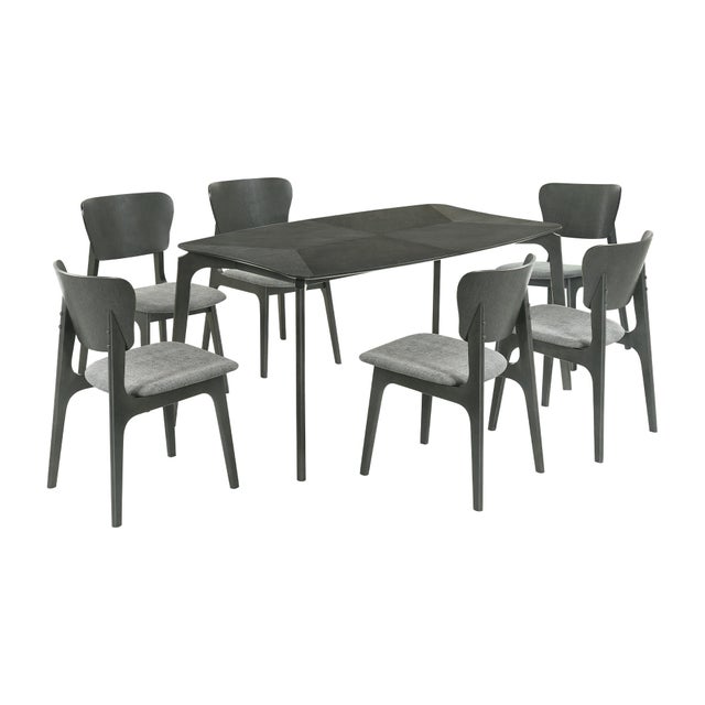 Armen Living Kalia Dining Table and 6 Chairs, Gray