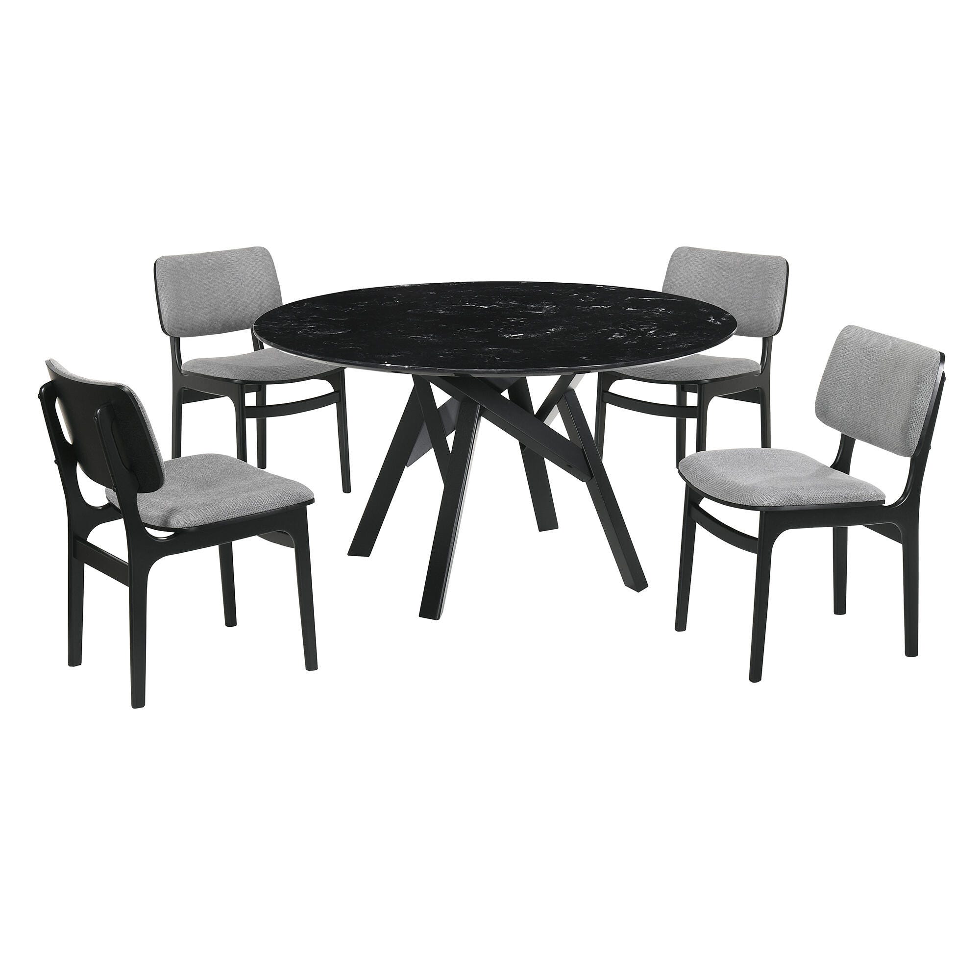Armen Living Venus and Lima Dining Table and 4 Chairs, Black, large
