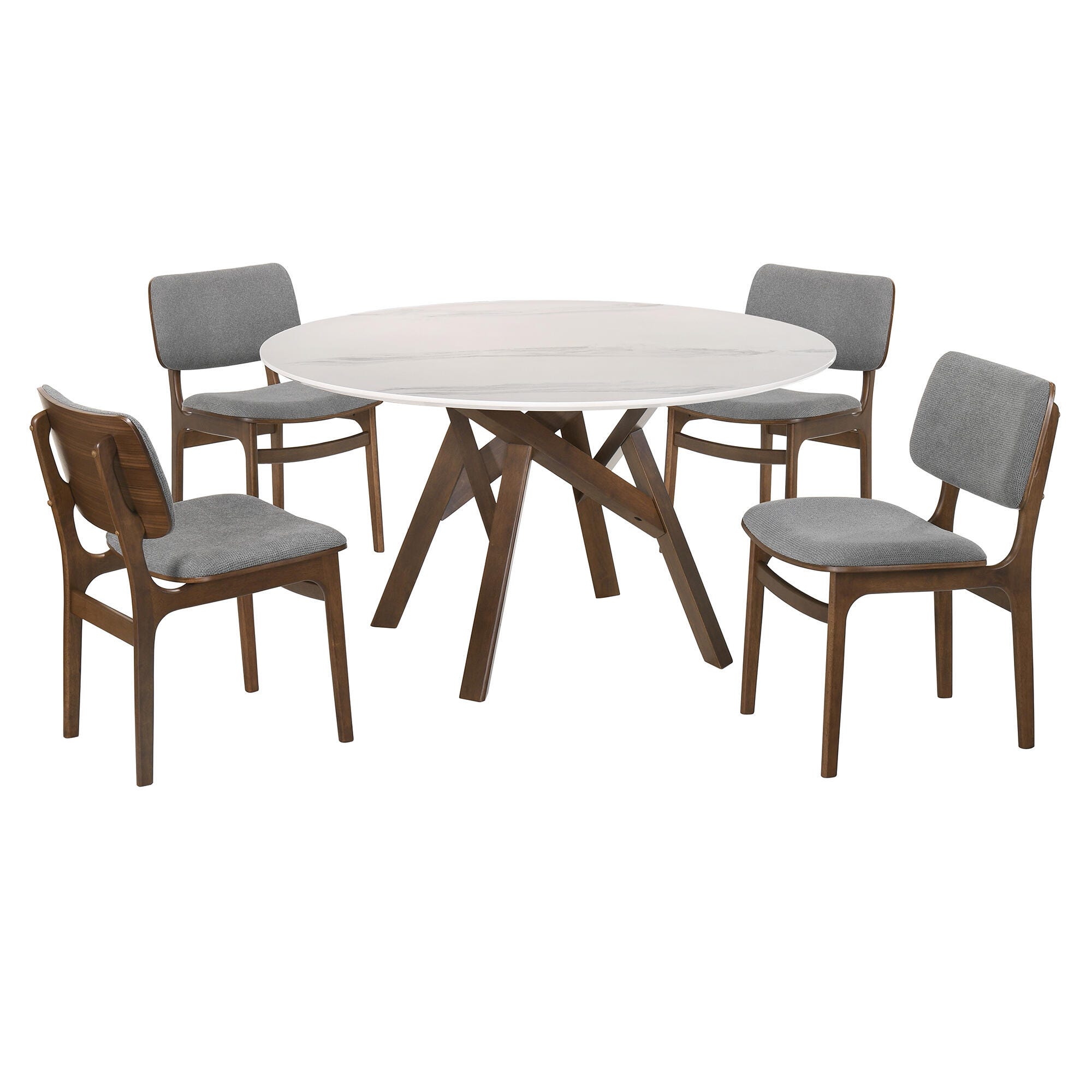 Armen Living Venus and Lima Dining Table and 4 Chairs, Brown, large