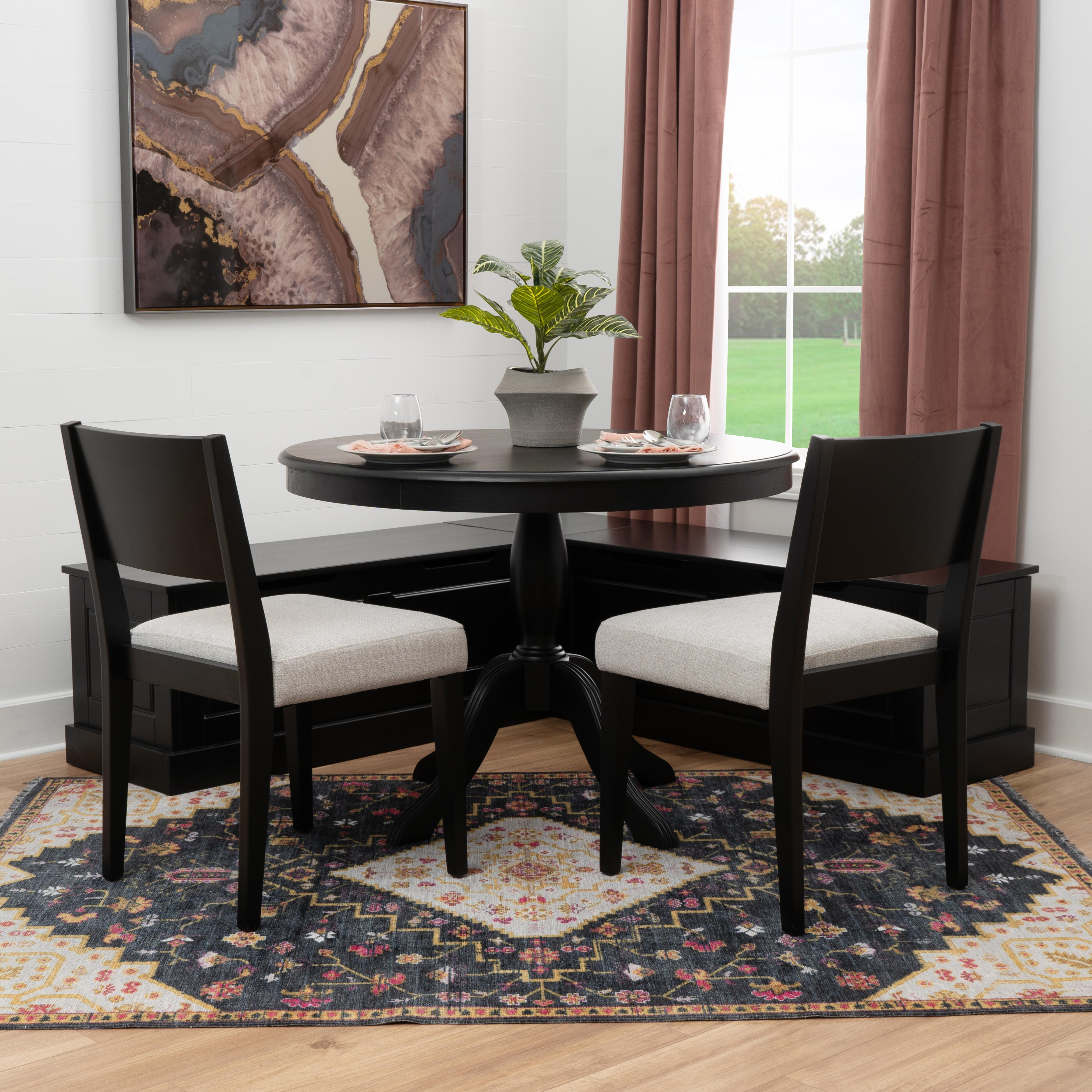 Linon Landin Dining Table with 2 Chairs and Nook Set, , rollover