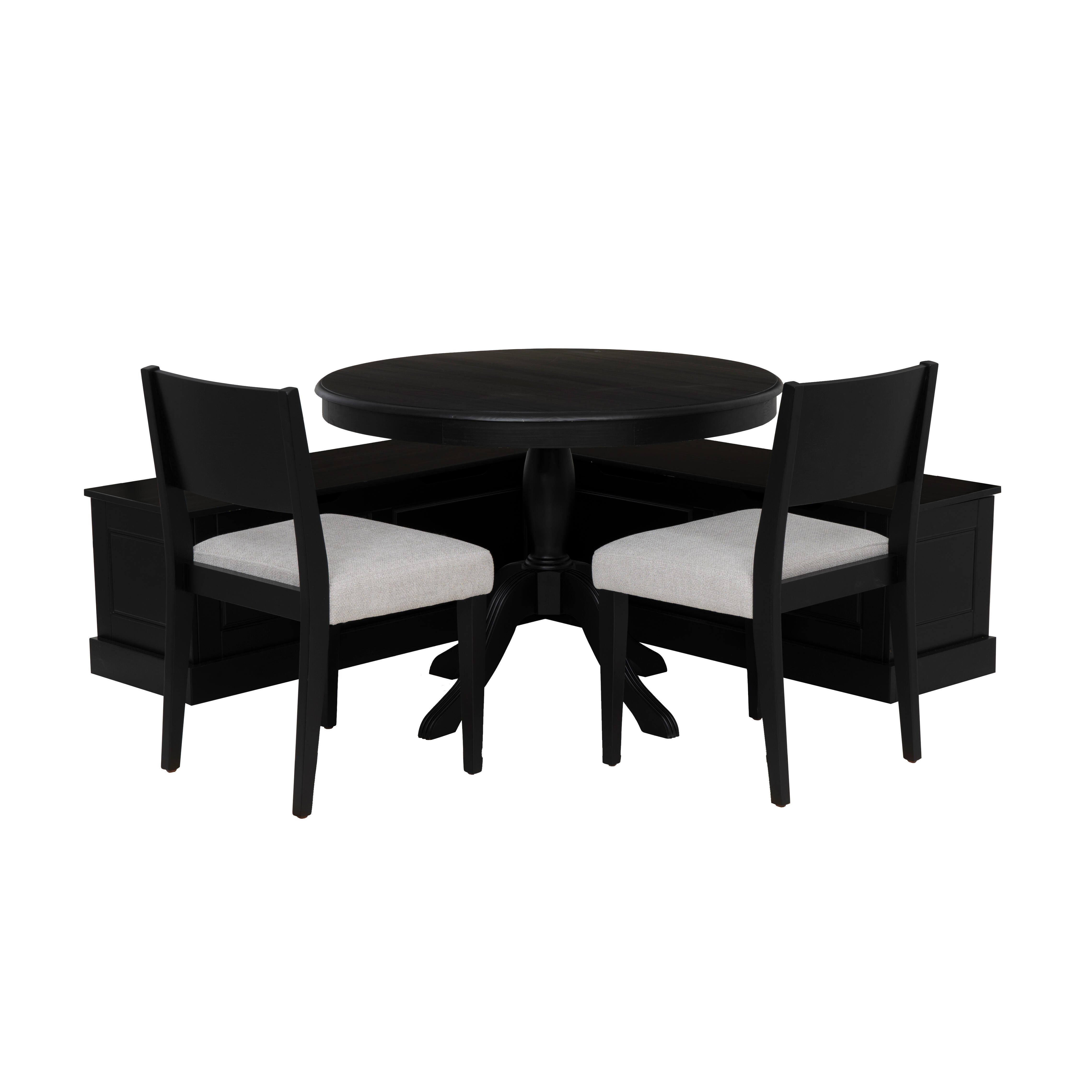 Linon Landin Dining Table with 2 Chairs and Nook Set, , large
