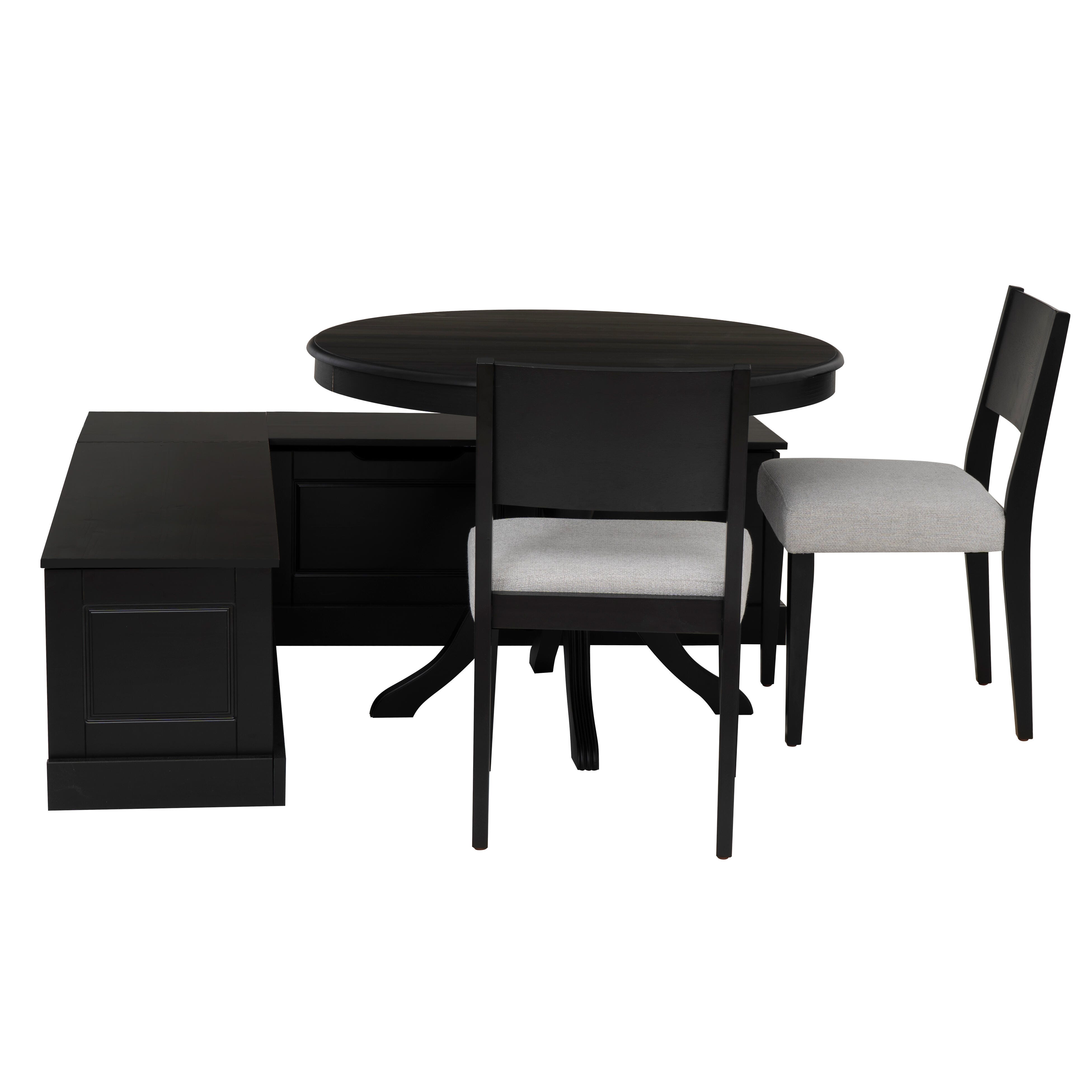 Linon Landin Dining Table with 2 Chairs and Nook Set, , large