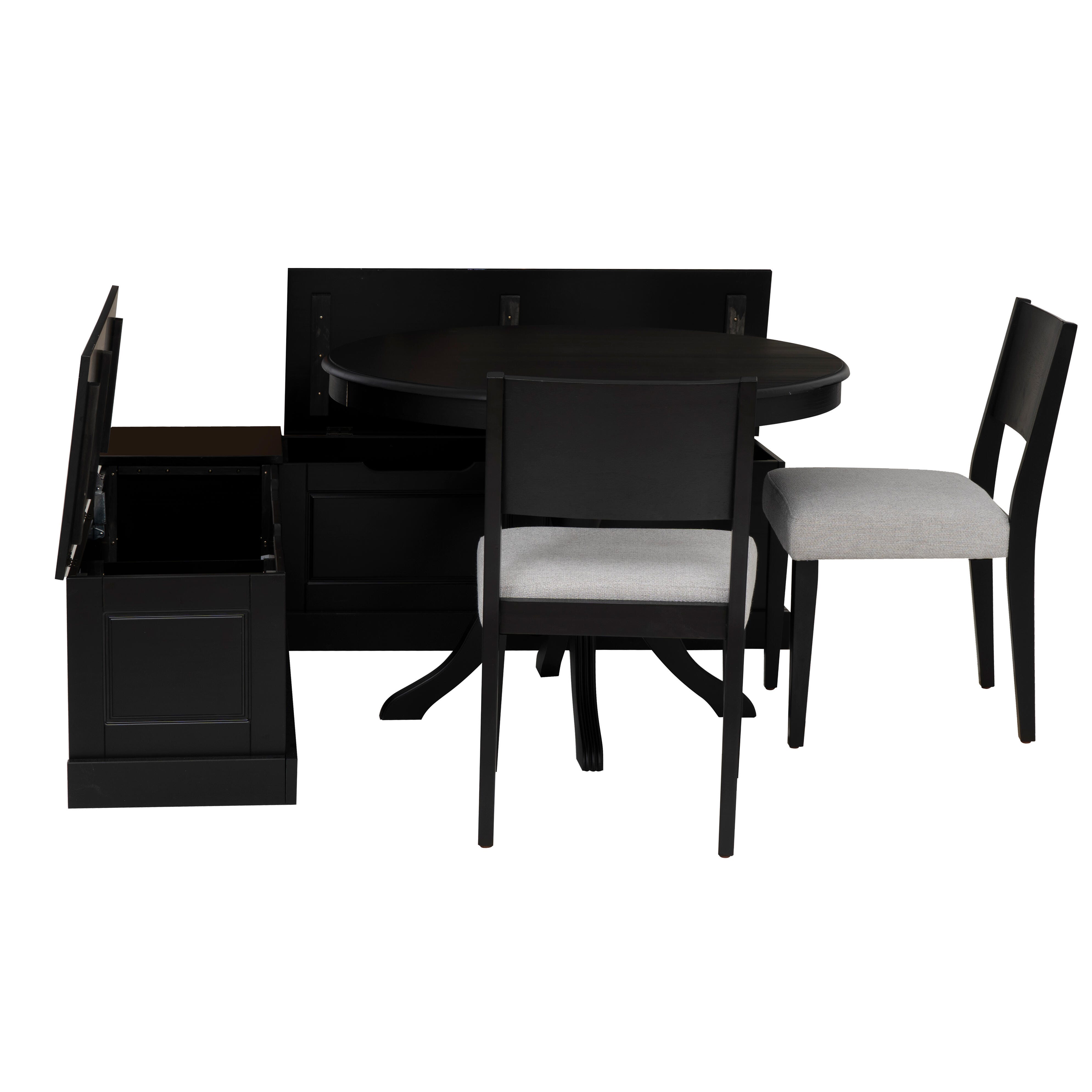Linon Landin Dining Table with 2 Chairs and Nook Set, , large