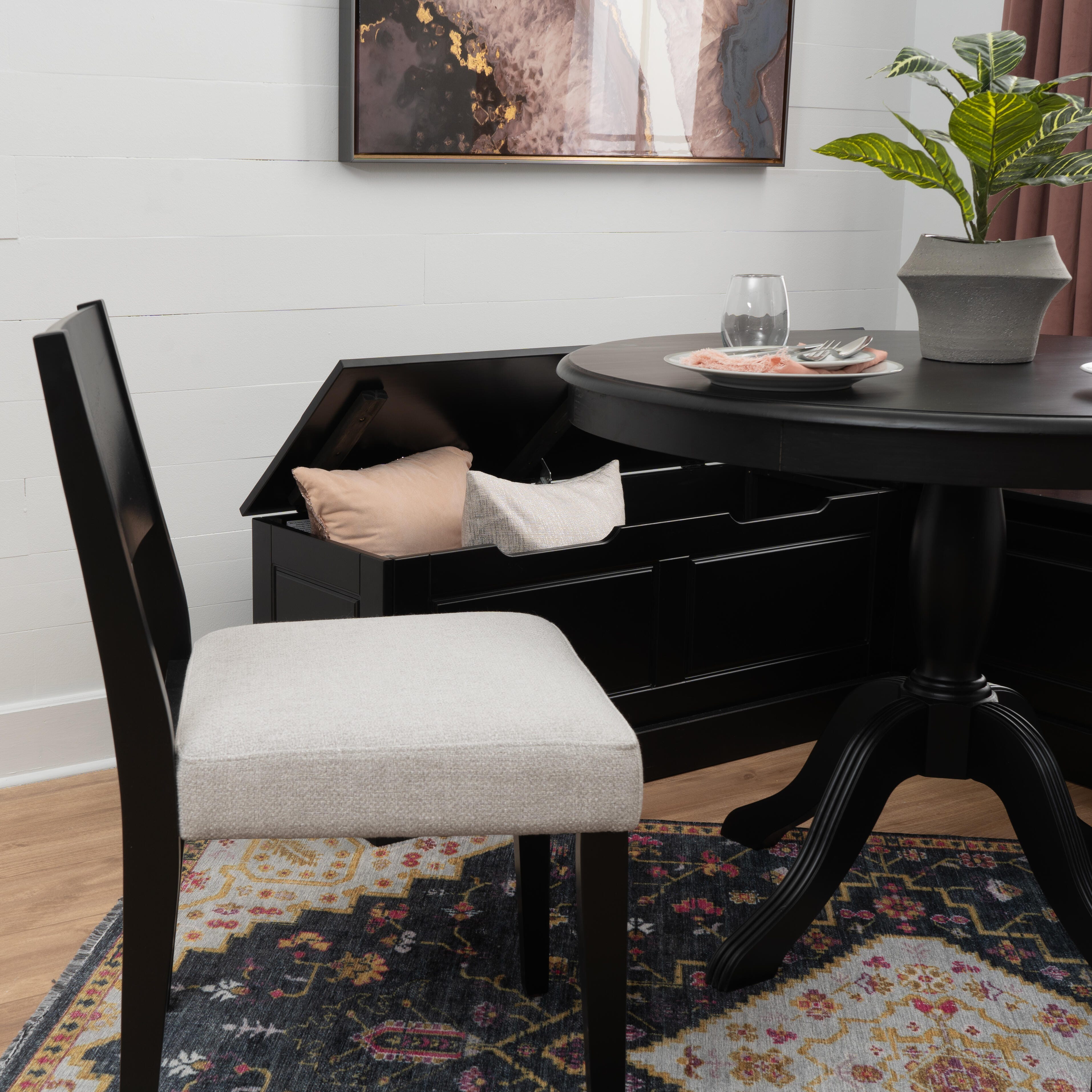 Linon Landin Dining Table with 2 Chairs and Nook Set, , large