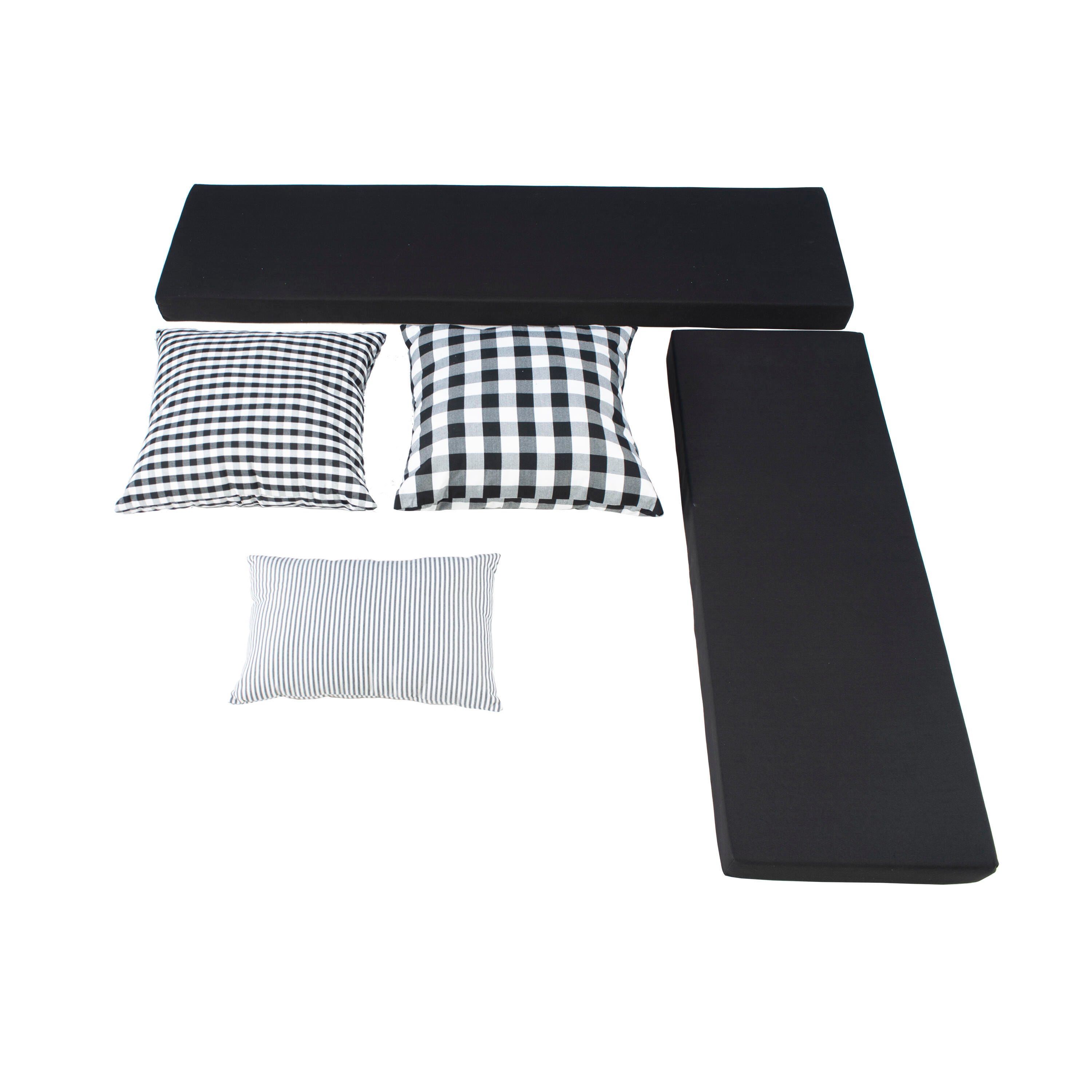 Linon Landin Dining Table with 2 Chairs and Bench, Black, large