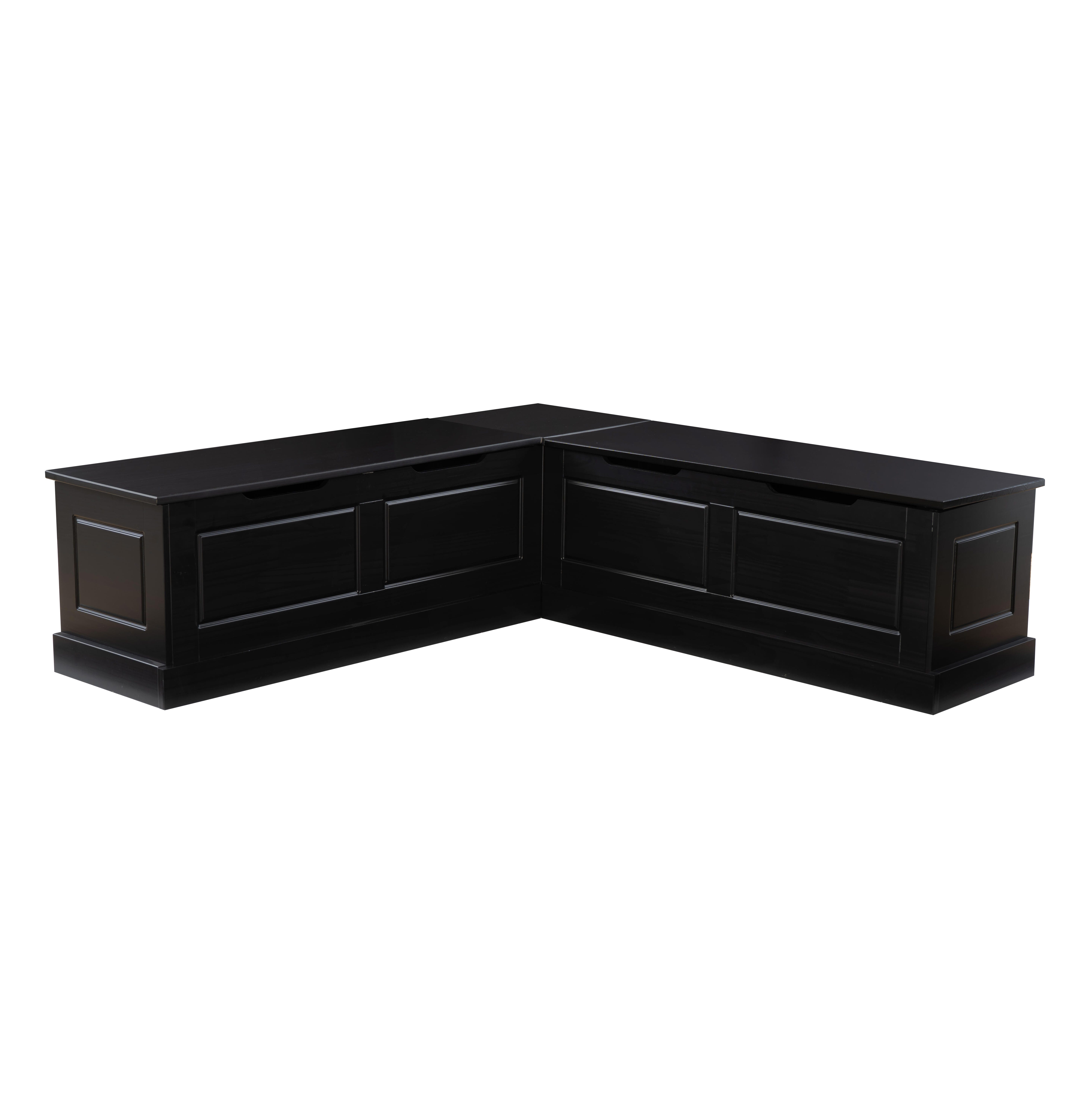 Linon Landin Dining Table with 2 Chairs and Bench, Black, large