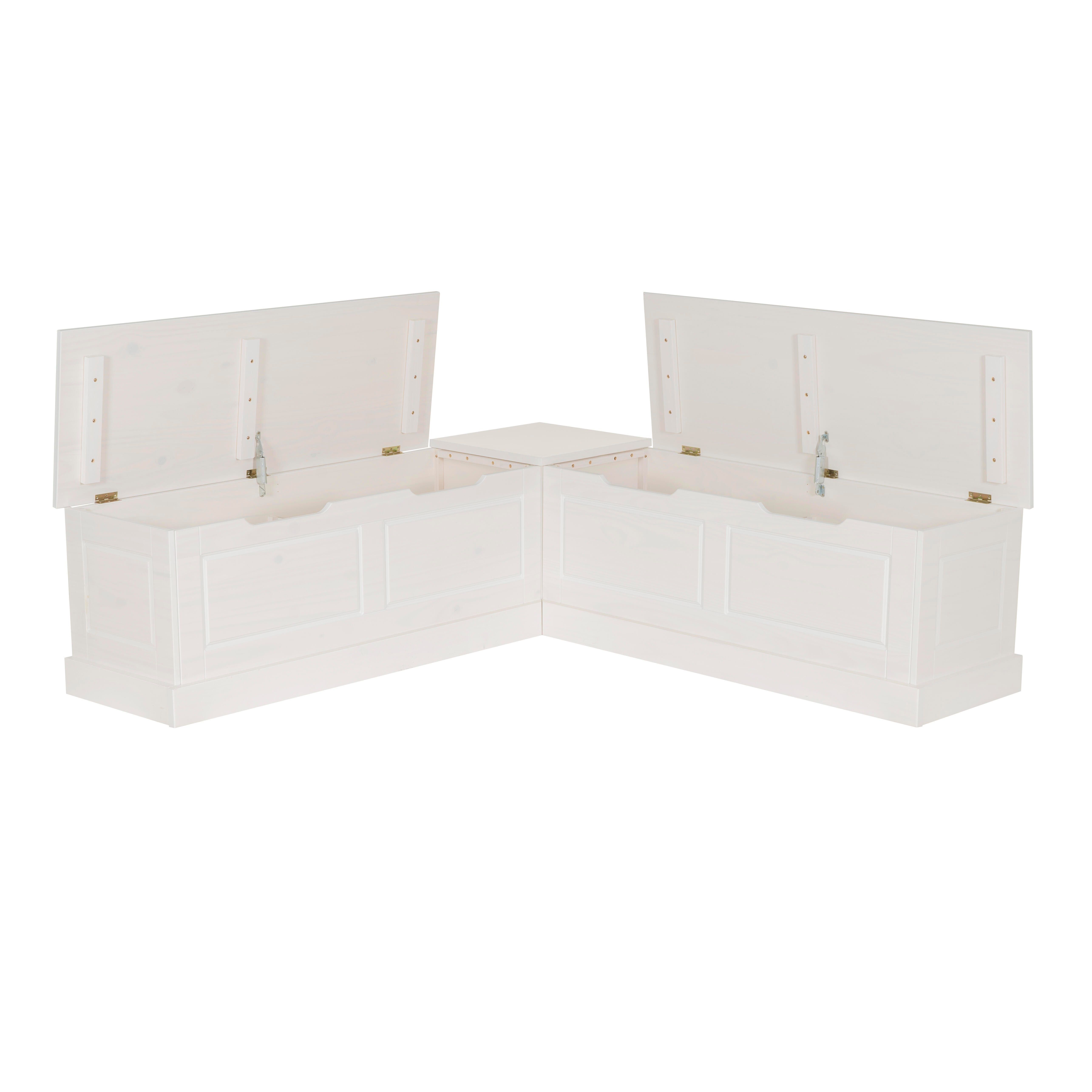 Linon Landin Dining Table with 2 Chairs and Bench, White, large