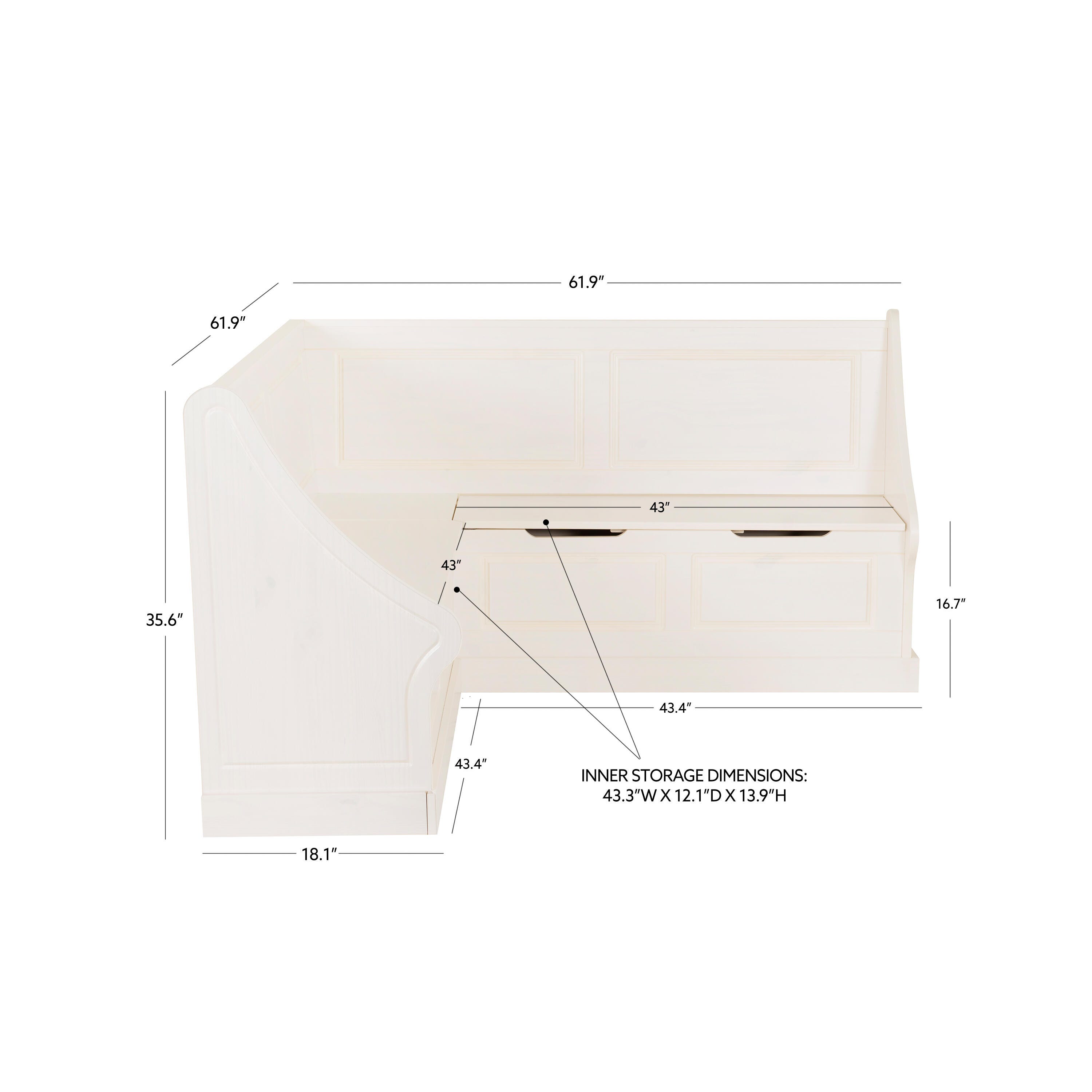 Linon Landin 62" Breakfast Nook, , large