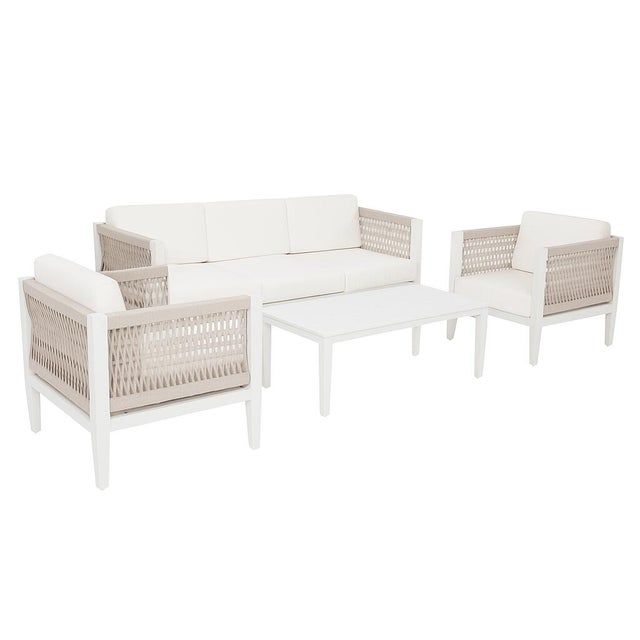 Linon Carter Outdoor Sofa with Coffee Table and 2 Armchairs