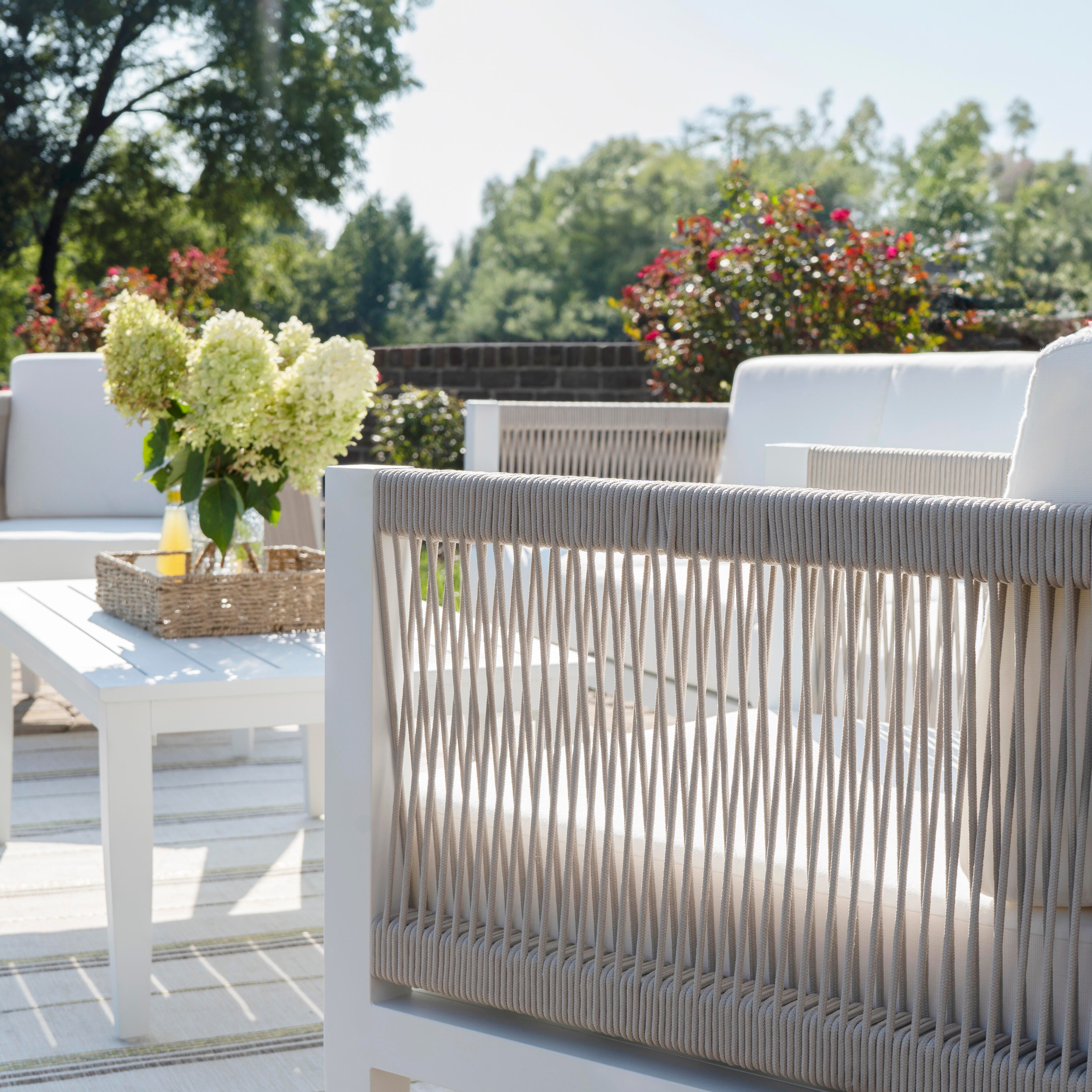 Linon Carter Outdoor Sofa with Coffee Table and 2 Armchairs, , large