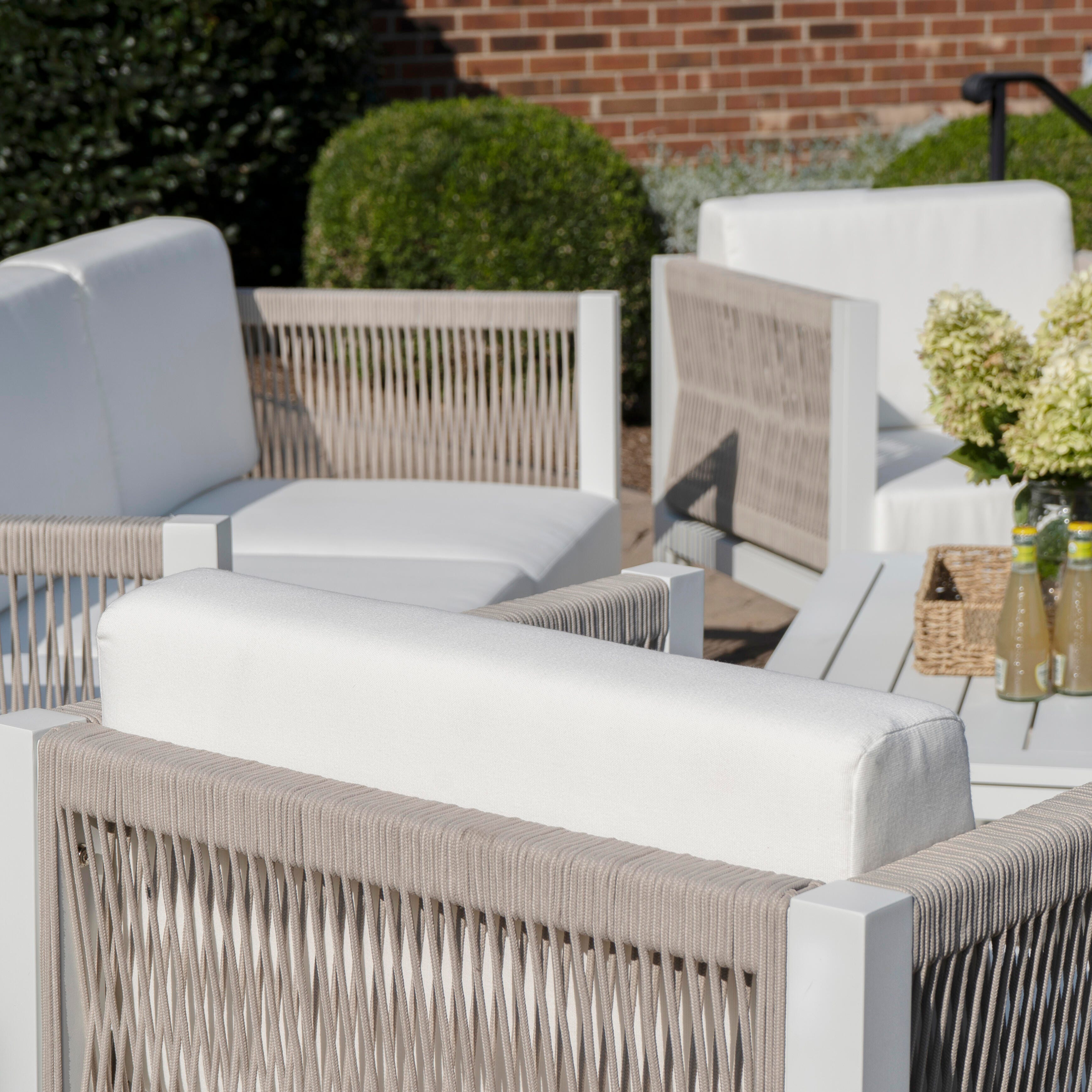Linon Carter Outdoor Sofa with Coffee Table and 2 Armchairs, , large
