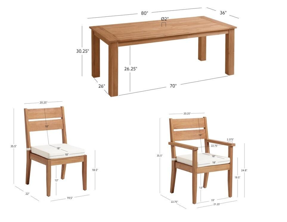 Linon Cary Outdoor Dining Table and 6 Chairs, , large