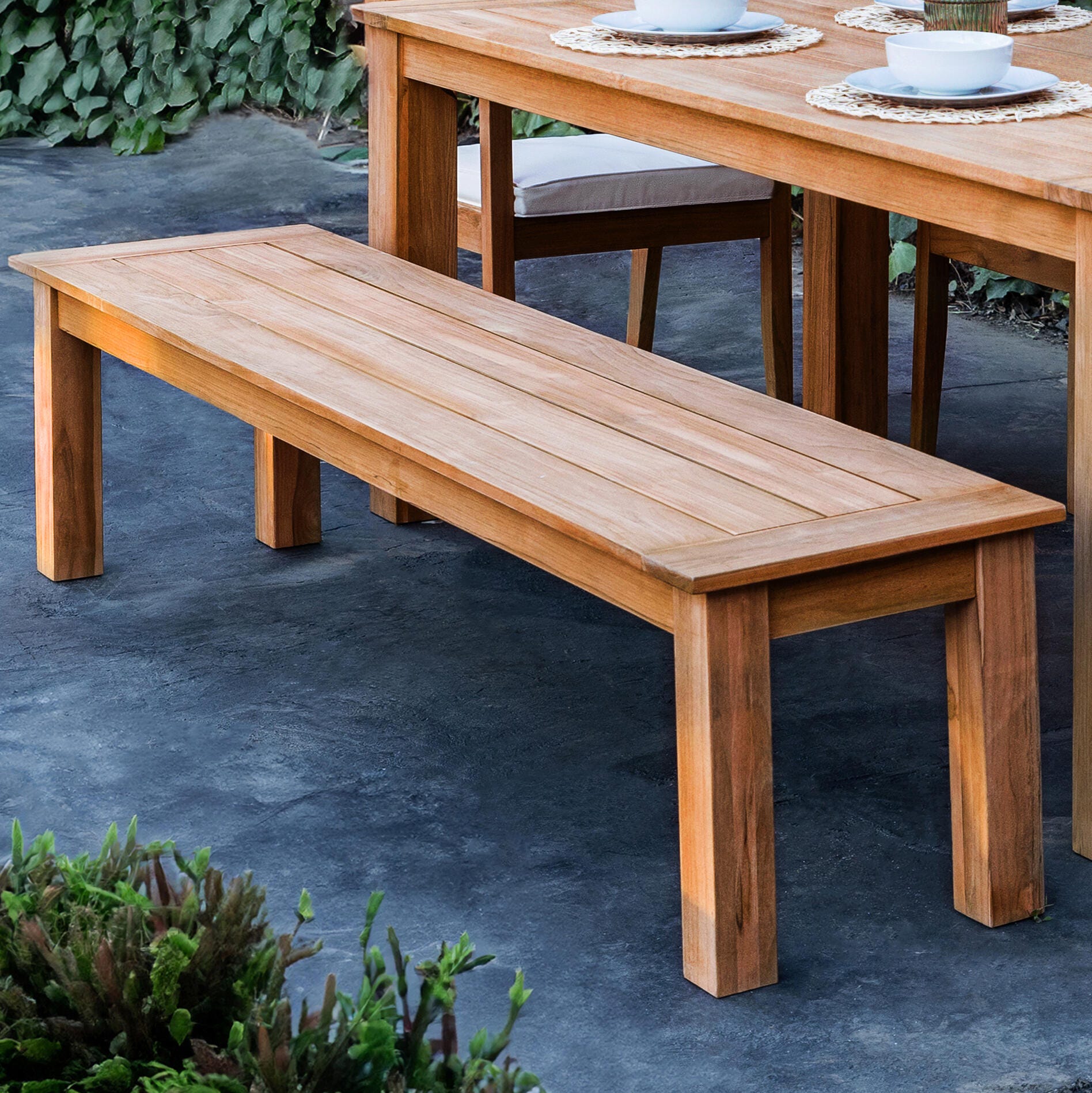 Linon Cary Outdoor Dining Table and 2 Chairs with 2 Benches, , large