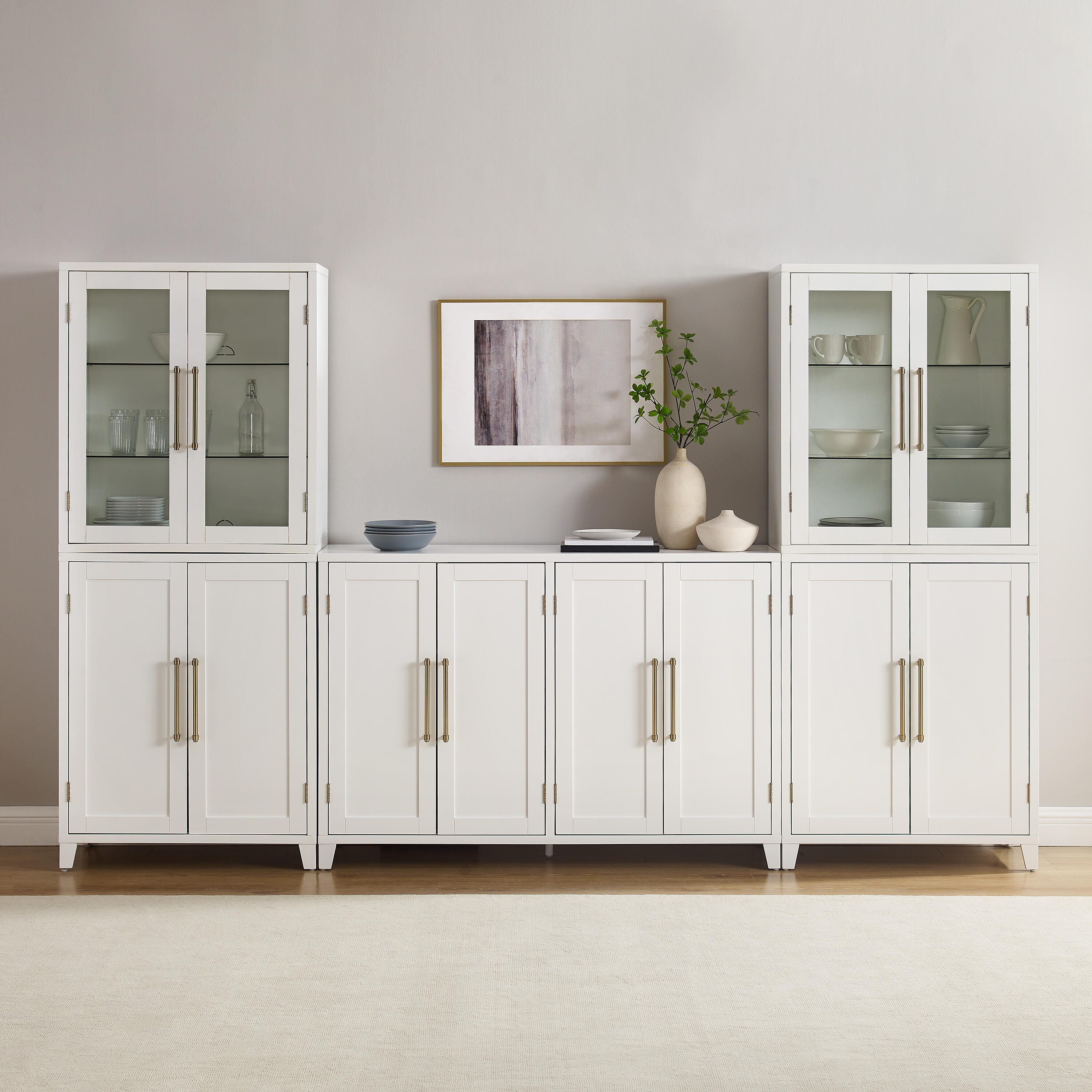 Crosley Furniture Roarke Solid Sideboard and Pantry Set, , large