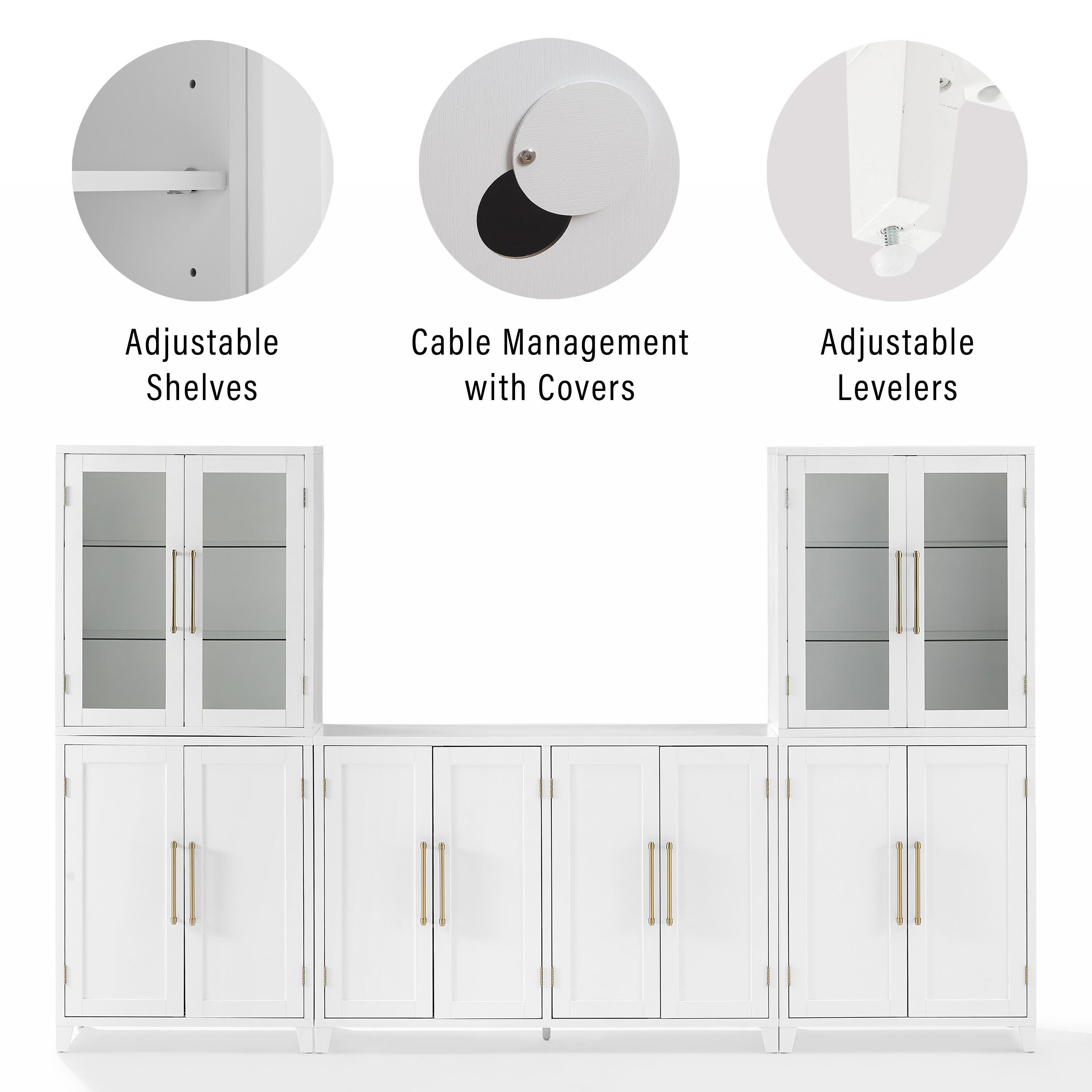 Crosley Furniture Roarke Solid Sideboard and Pantry Set, , large
