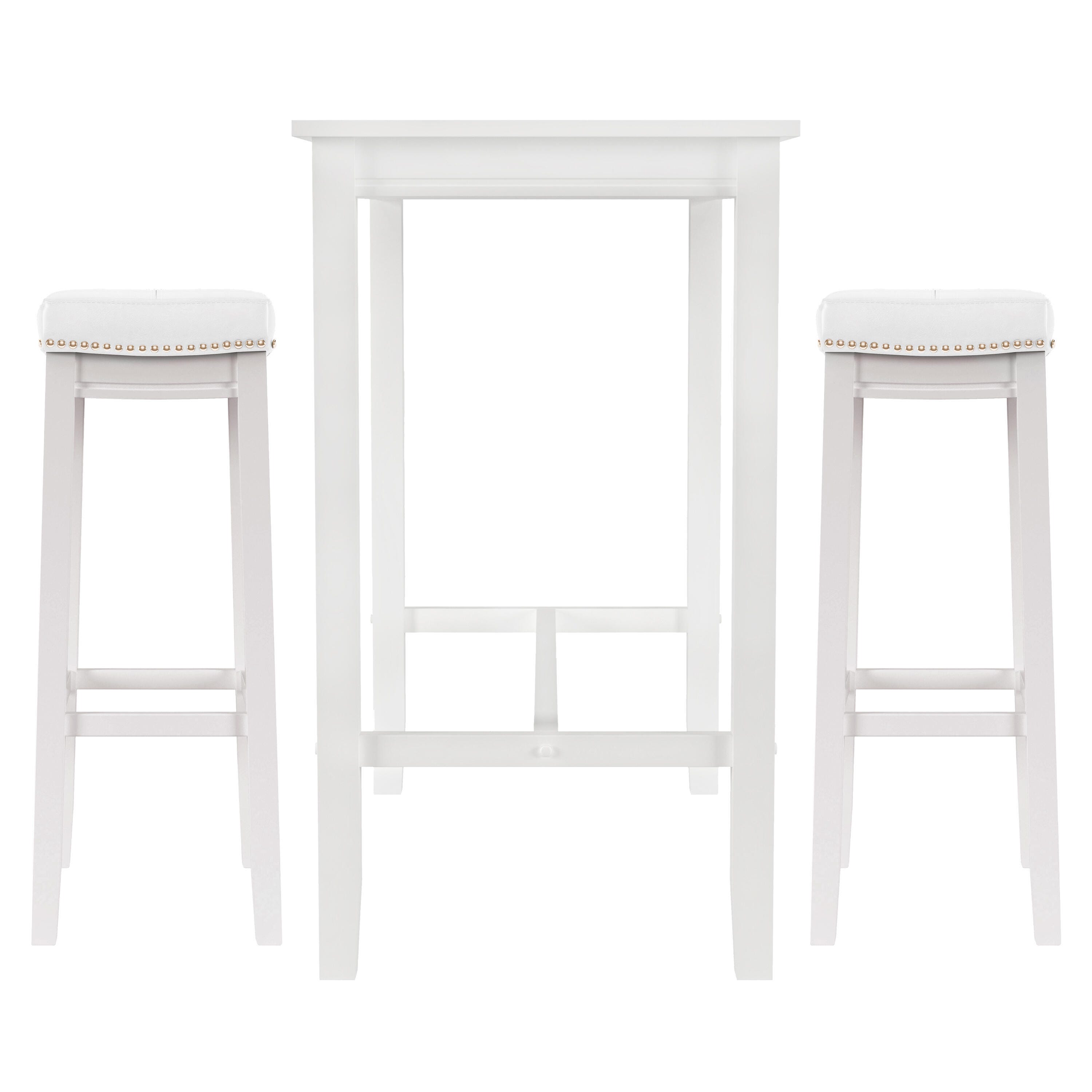 Linon Claridge Bar Height Dining Table and 2 Bar Stools, White/Beige, large