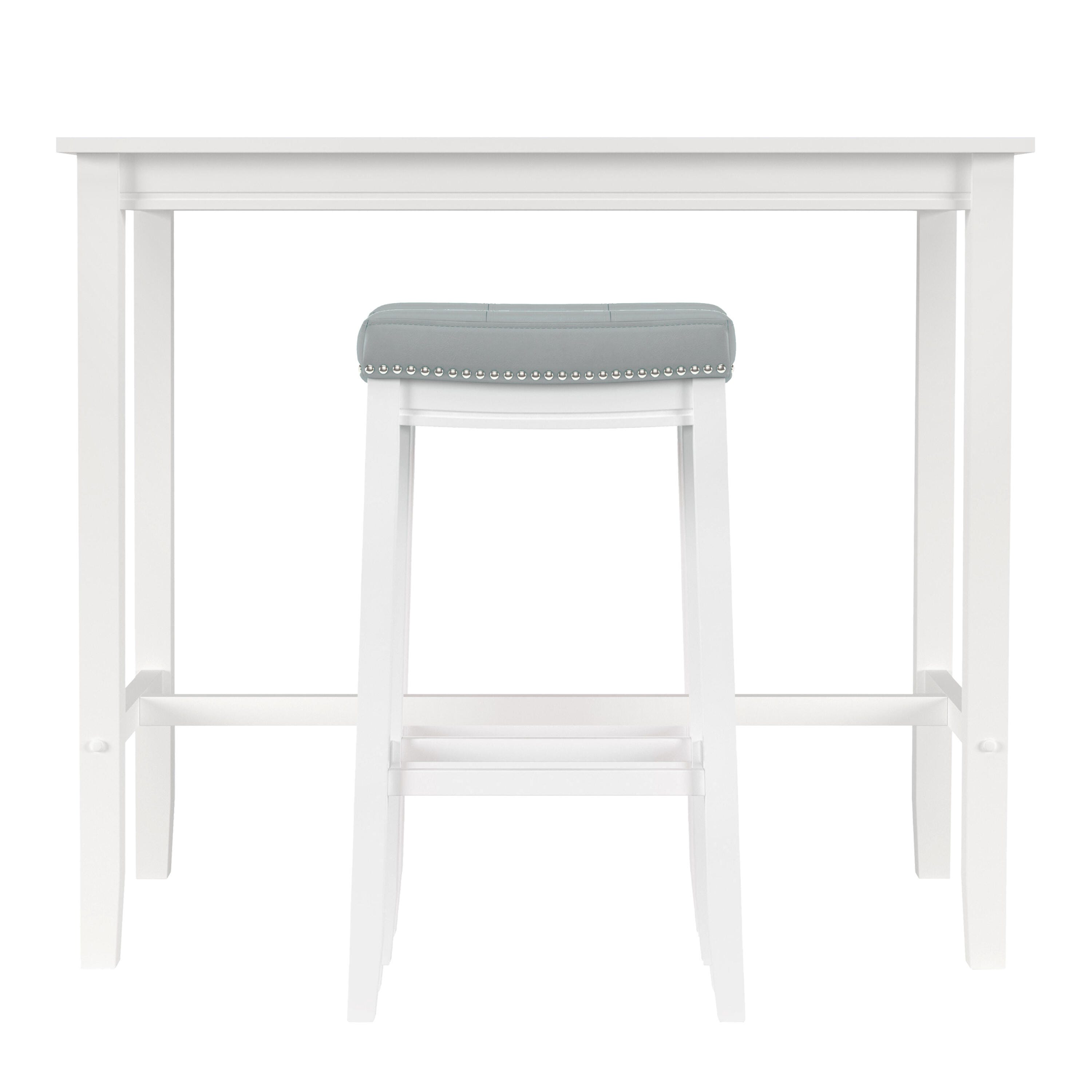 Linon Claridge Bar Height Dining Table and 2 Bar Stools, White/Gray, large