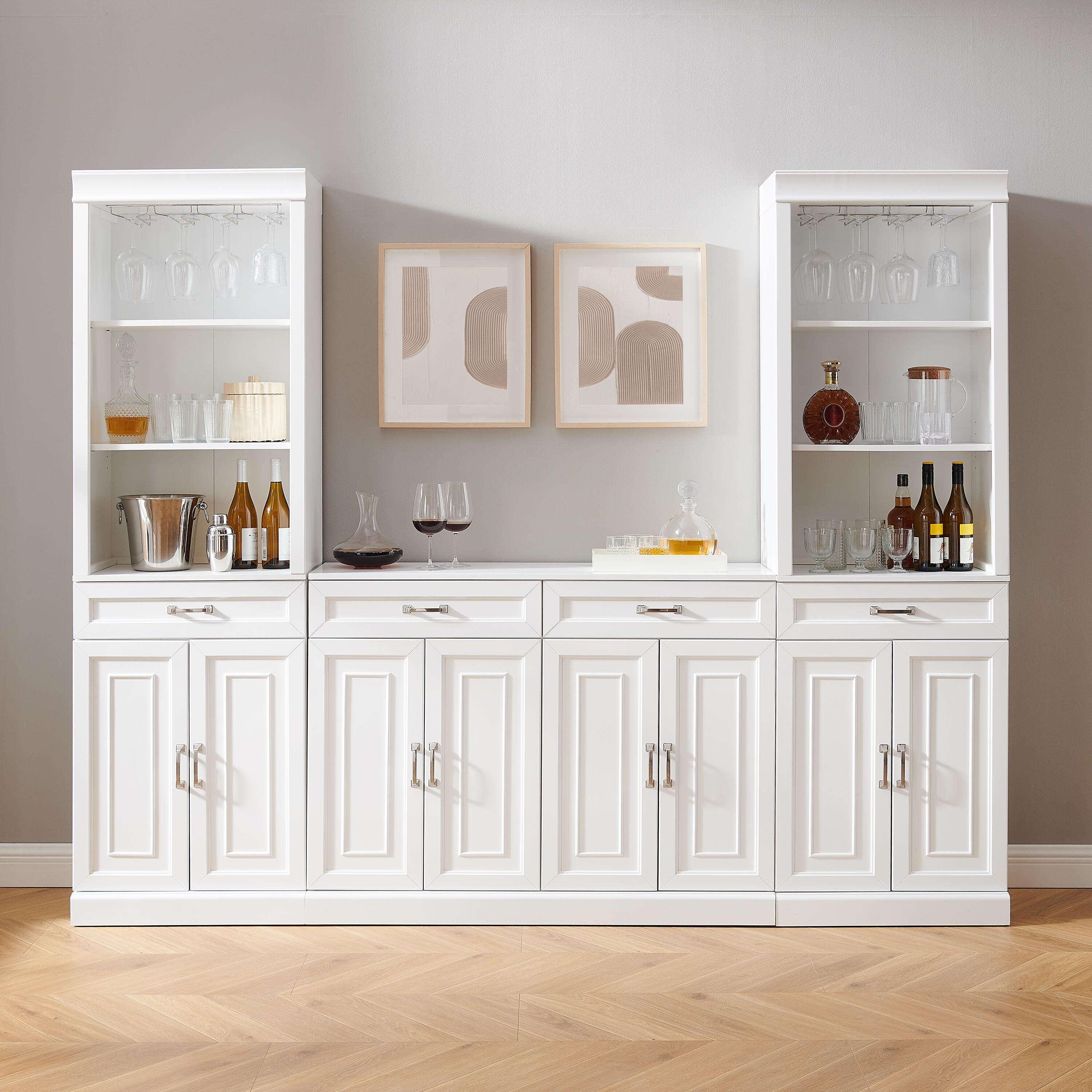 Crosley Furniture Stanton Sideboard and Bar Cabinet Set, , large