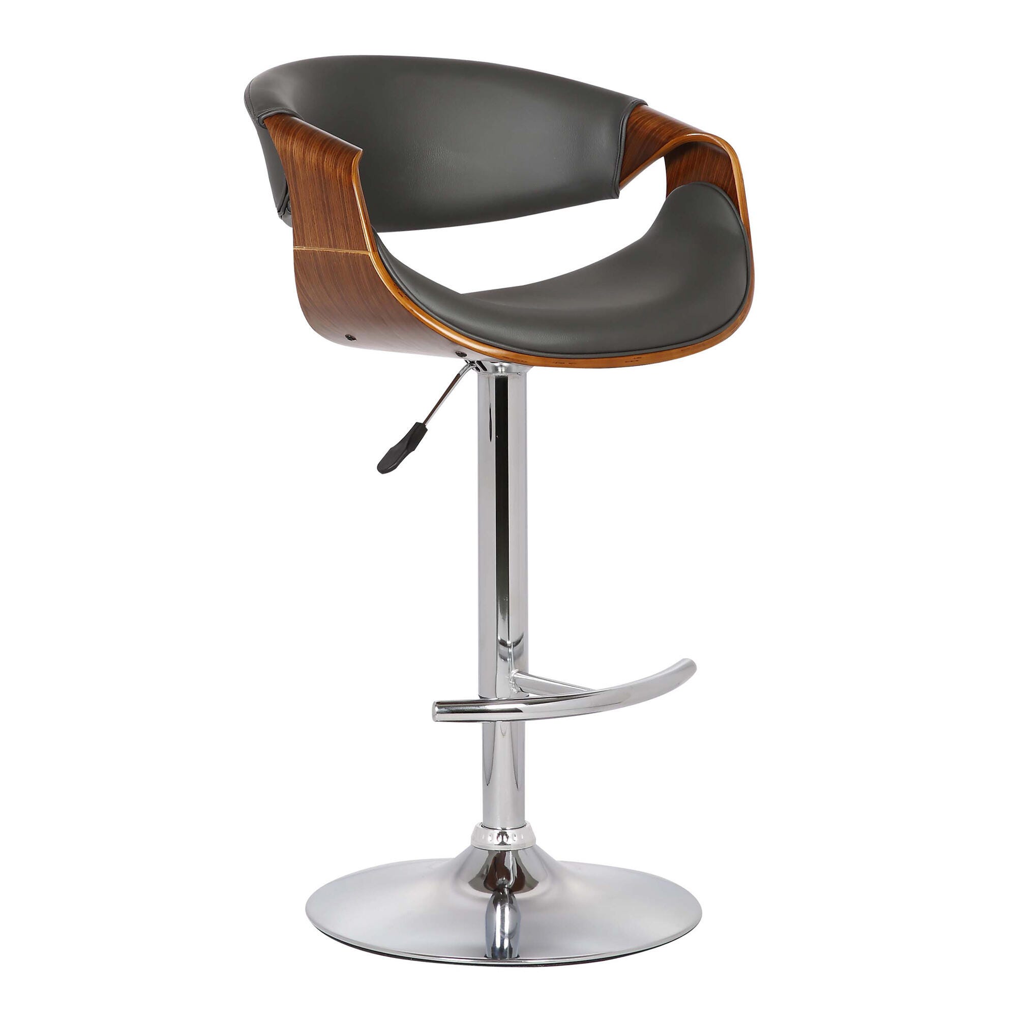 Armen Living Butterfly Adjustable Bar Stool (Set of 2), Gray/Brown, large
