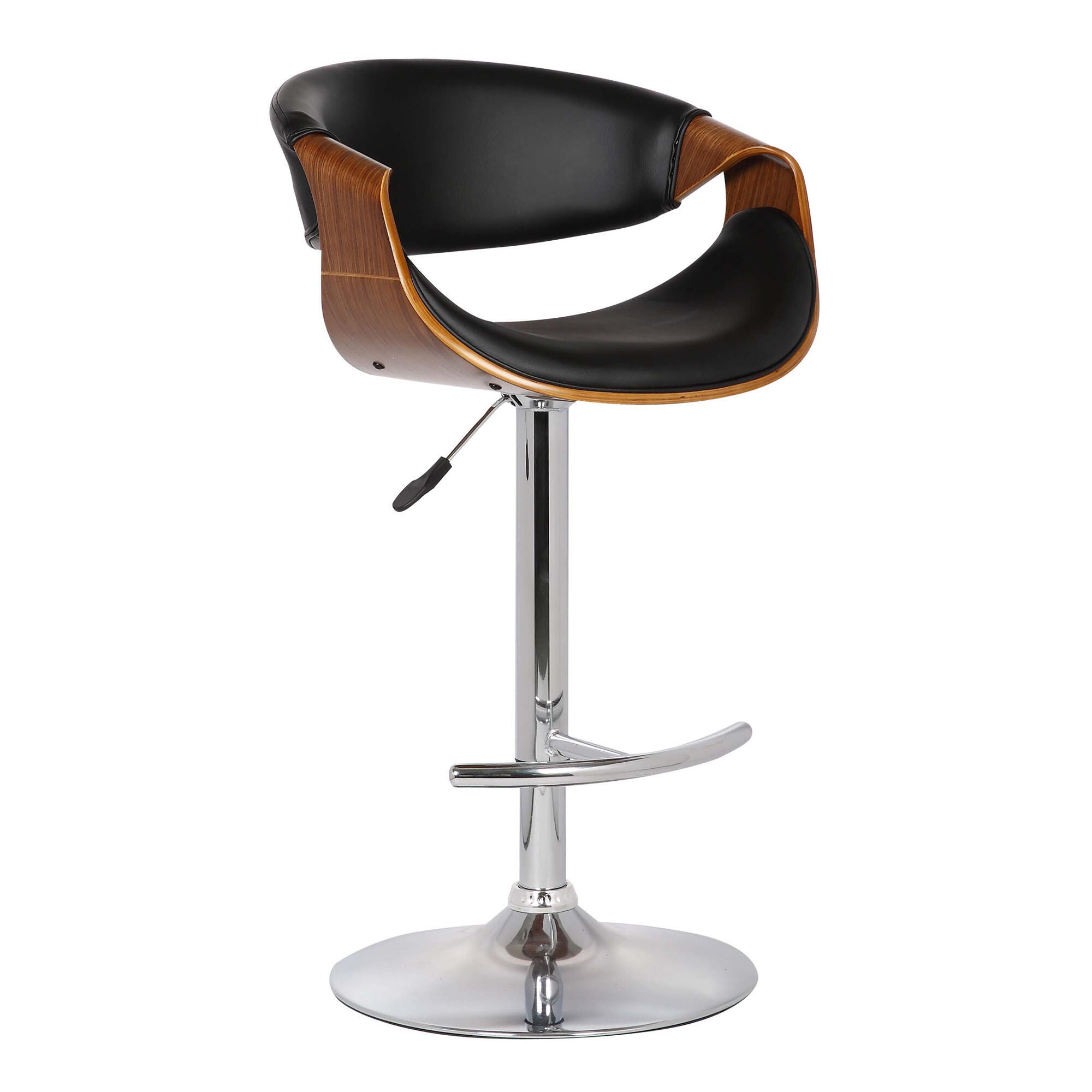 Armen Living Butterfly Adjustable Bar Stool (Set of 3), Black, large