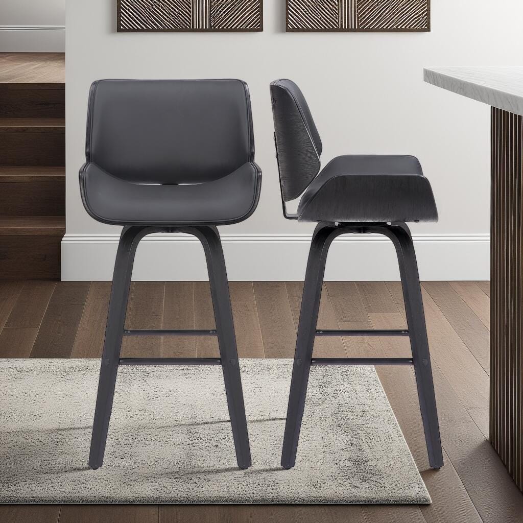Armen Living Tyler Bar Height Bar Stool (Set of 2), Gray, large