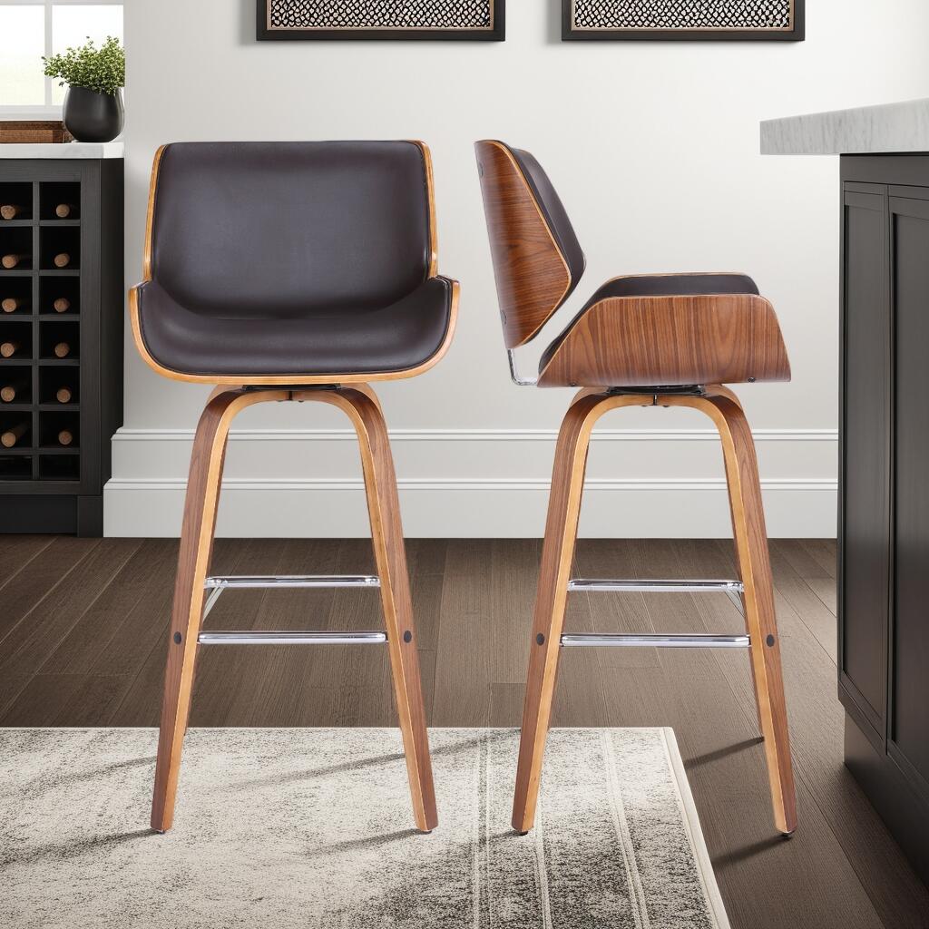Armen Living Tyler Bar Height Bar Stool (Set of 2), Brown, large
