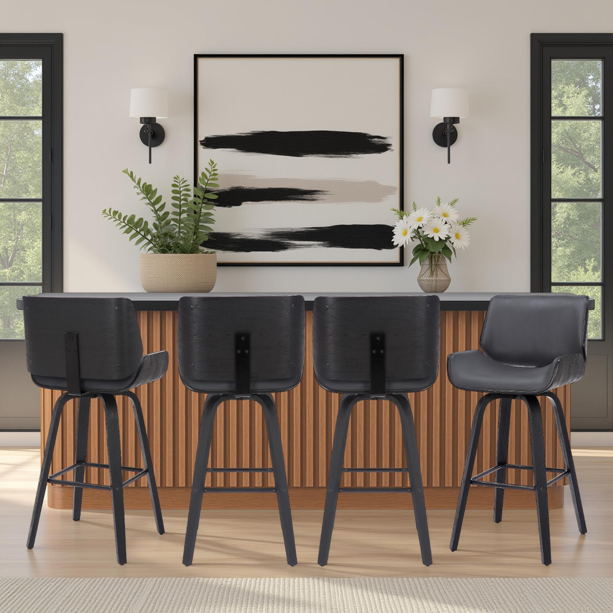 Armen Living Tyler Bar Height Bar Stool (Set of 4), Gray, rollover