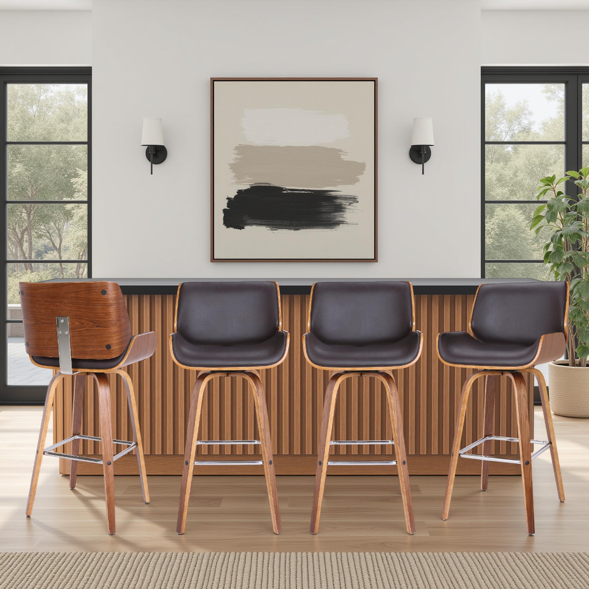 Armen Living Tyler Bar Height Bar Stool (Set of 4), Brown, rollover